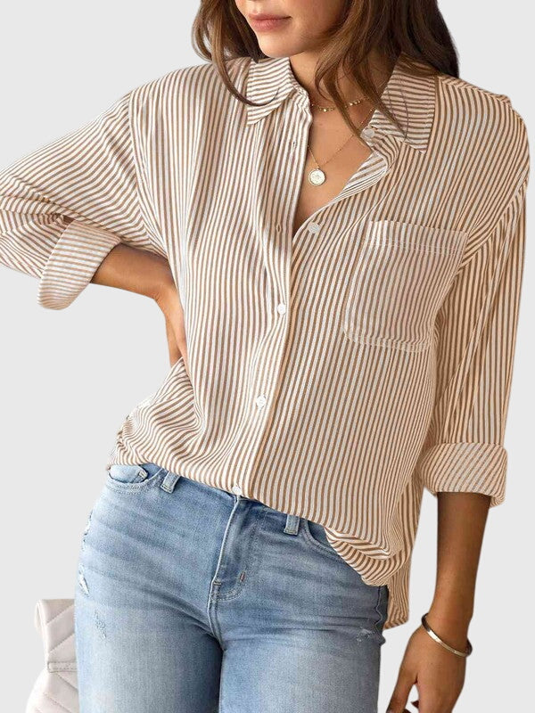 Camisa de Mujer Algodón Casual con Diseño de Rayas para Oficina y Uso Diario 8