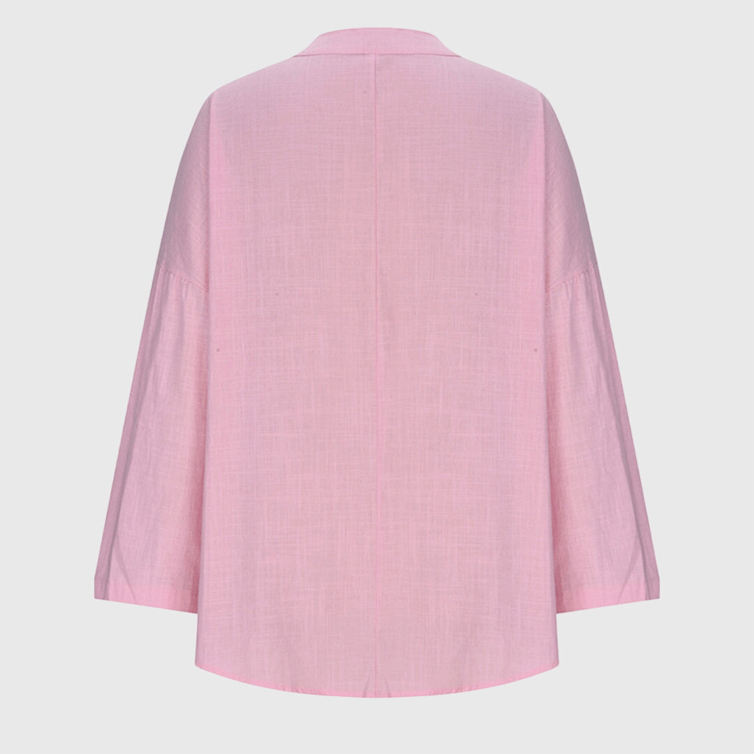 Camisa de Mujer Fluida de Tejido Ligero con Cuello Redondo y Ajuste Relajado 7