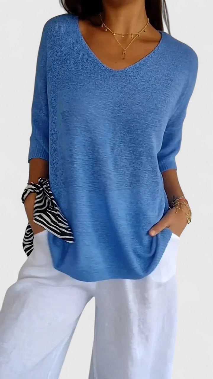 Camiseta Mujer Poliéster Cuello en V Ajuste Favorecedor Casual Elegante 5