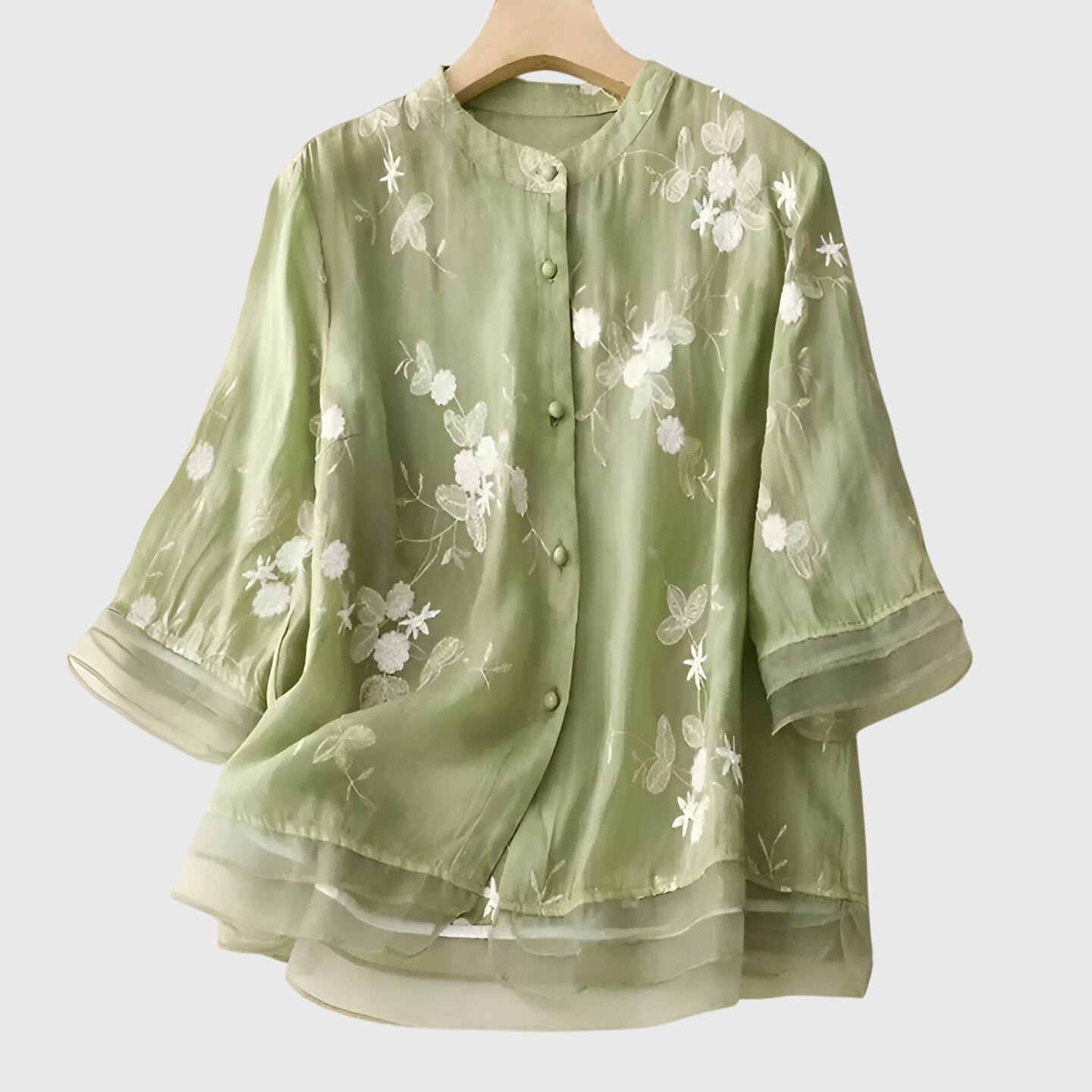 Camisetas Mujer Tejido Suave Bordado Floral Ajuste Relajado Casual 1