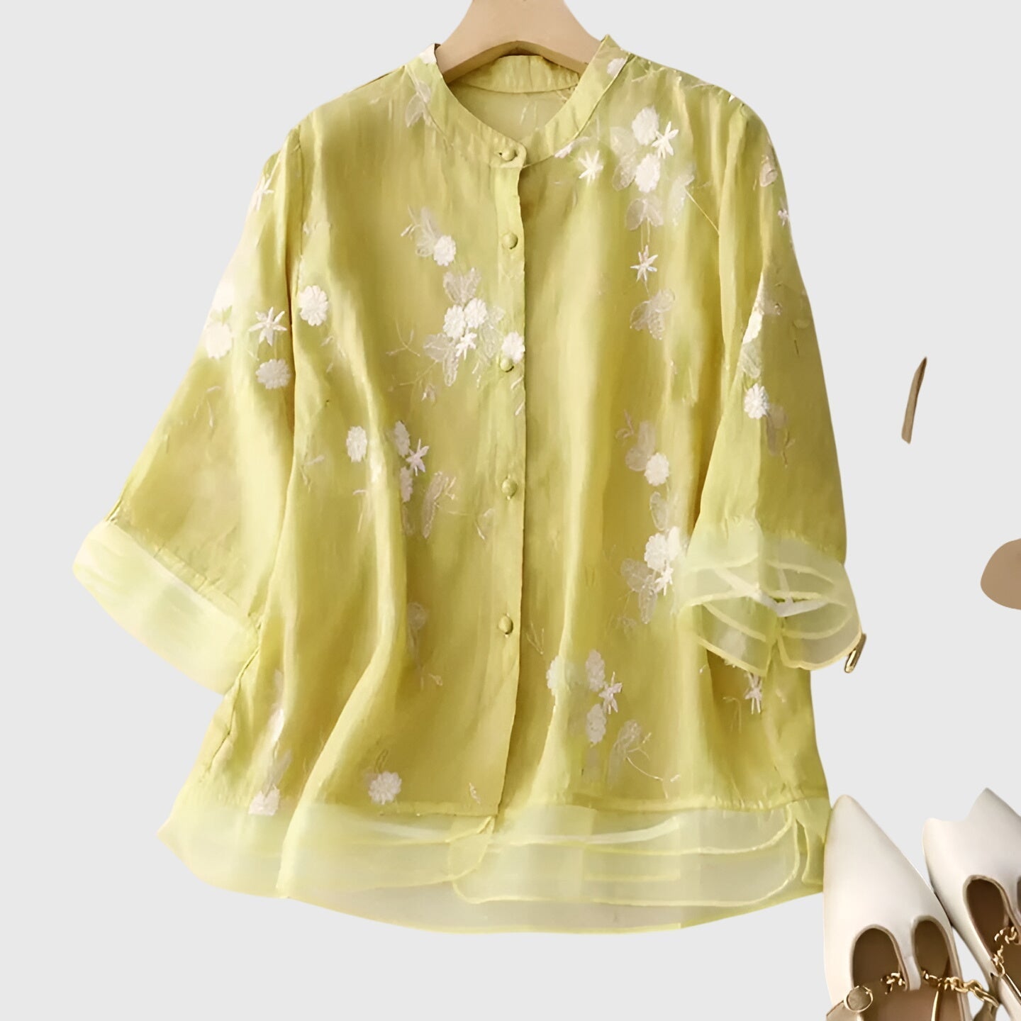 Camisetas Mujer Tejido Suave Bordado Floral Ajuste Relajado Casual 6