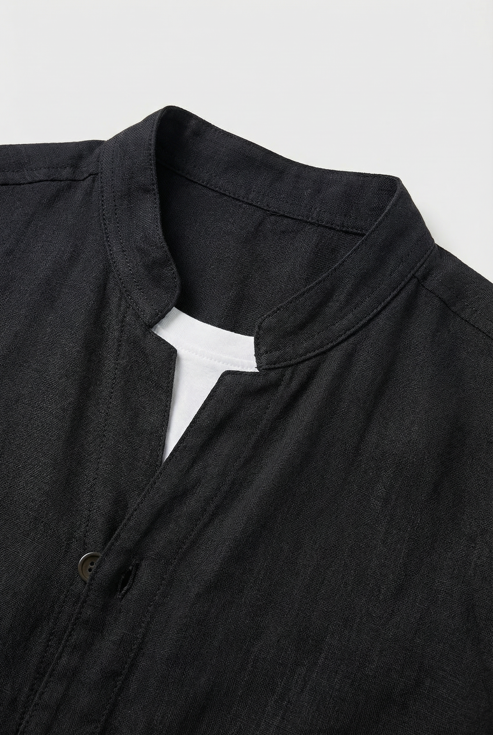 Chaqueta Hombre Lino Transpirable Con Cuello Mandarín Y Ajuste Relajado 1