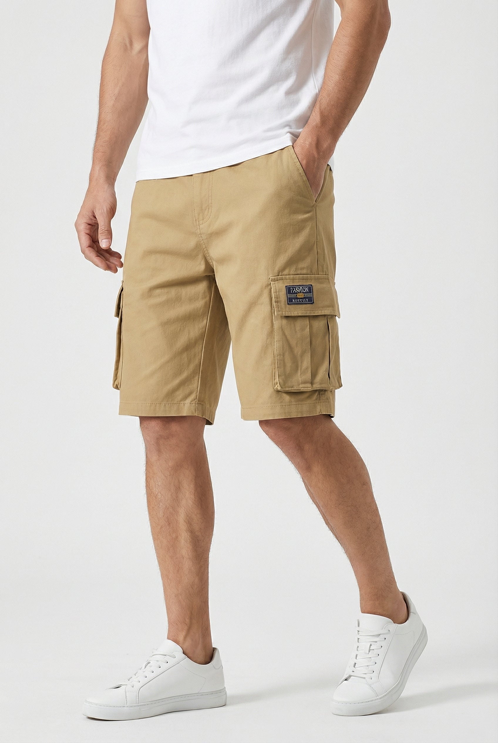Hombre Pantalones Cortos Cargo Mezcla De Algodón Ajuste Relajado Con Múltiples Bolsillos 4