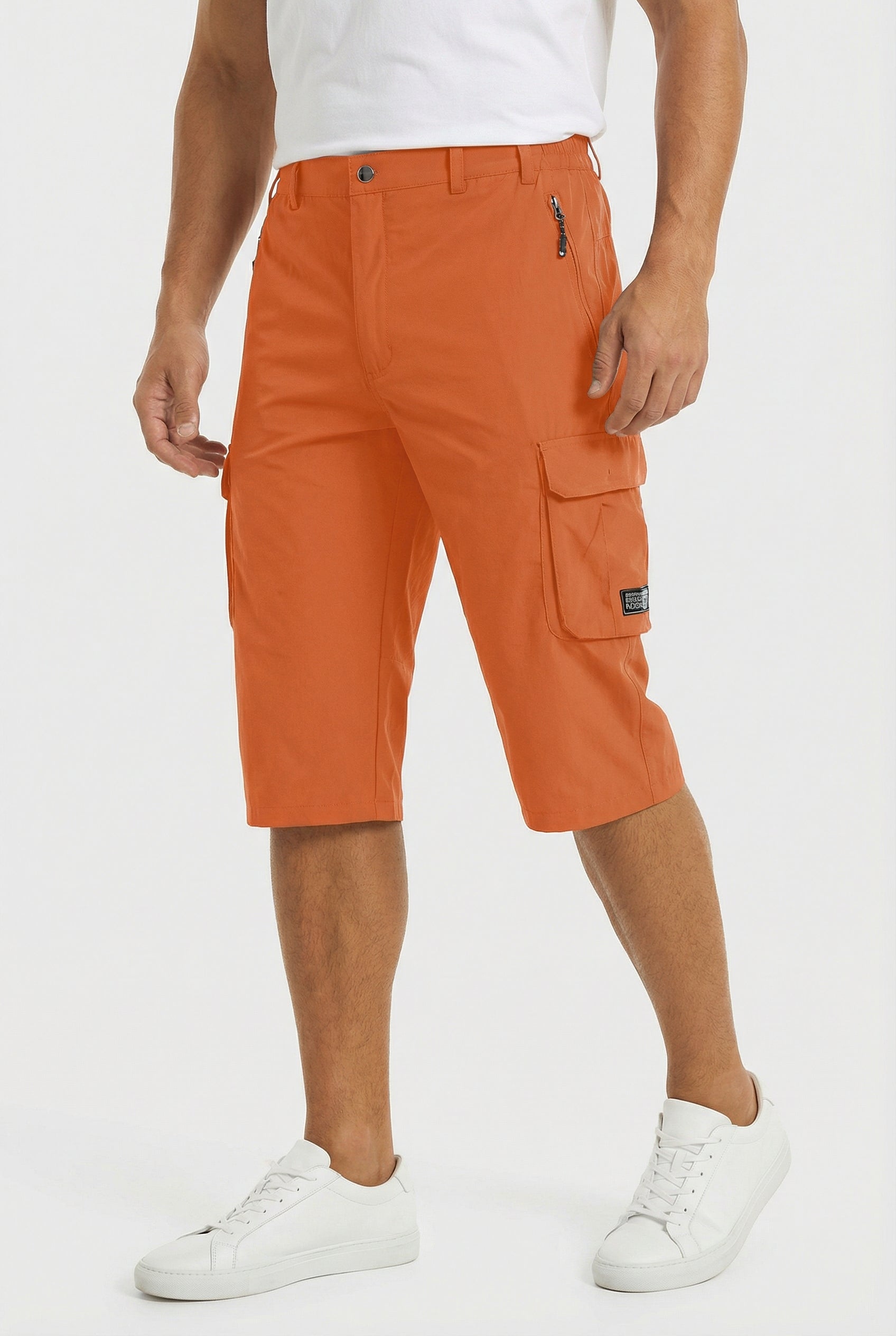 Hombre Pantalones Cortos Cargo Tejido Elástico Ajuste Relajado Múltiples Bolsillos 10