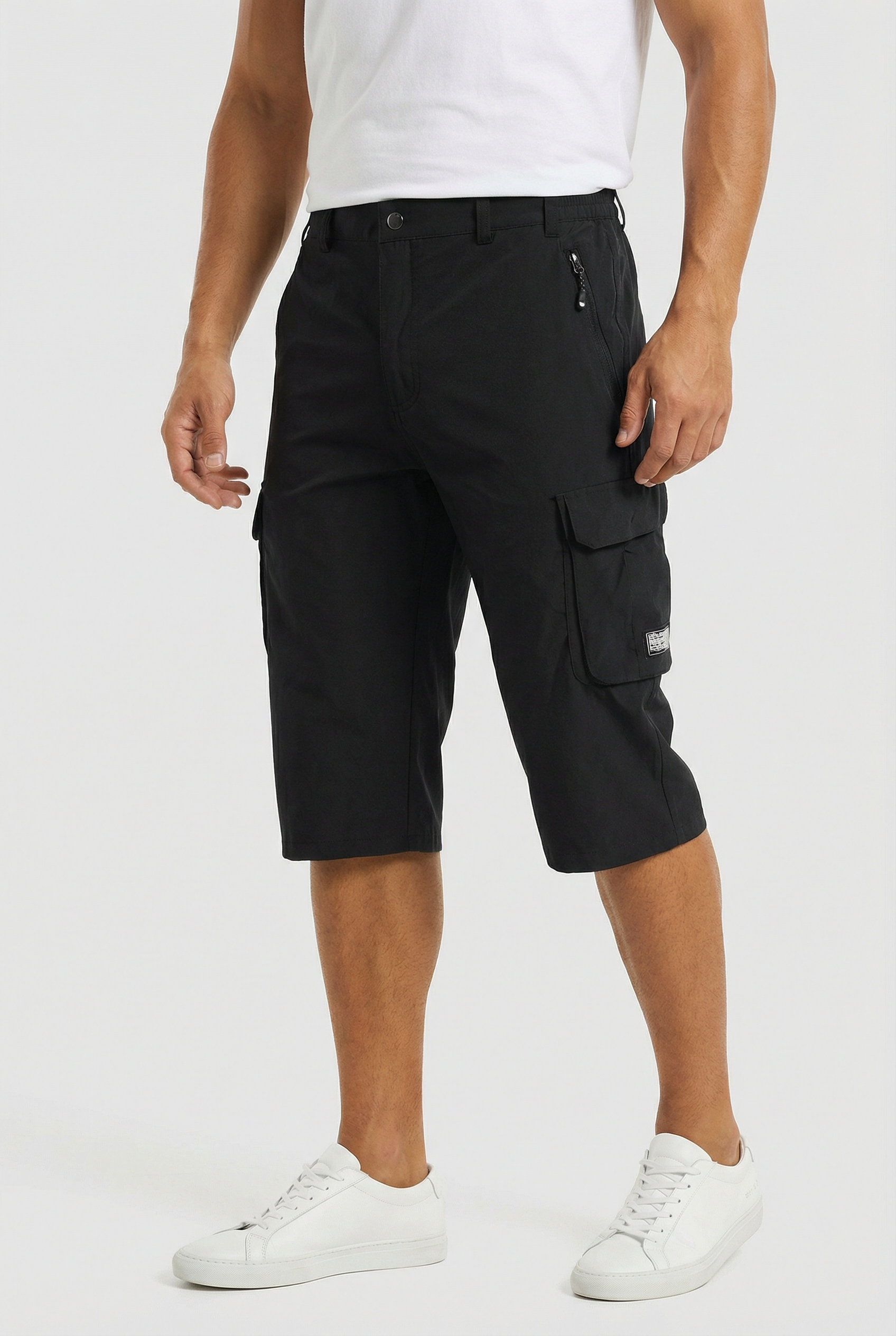 Hombre Pantalones Cortos Cargo Tejido Elástico Ajuste Relajado Múltiples Bolsillos 6