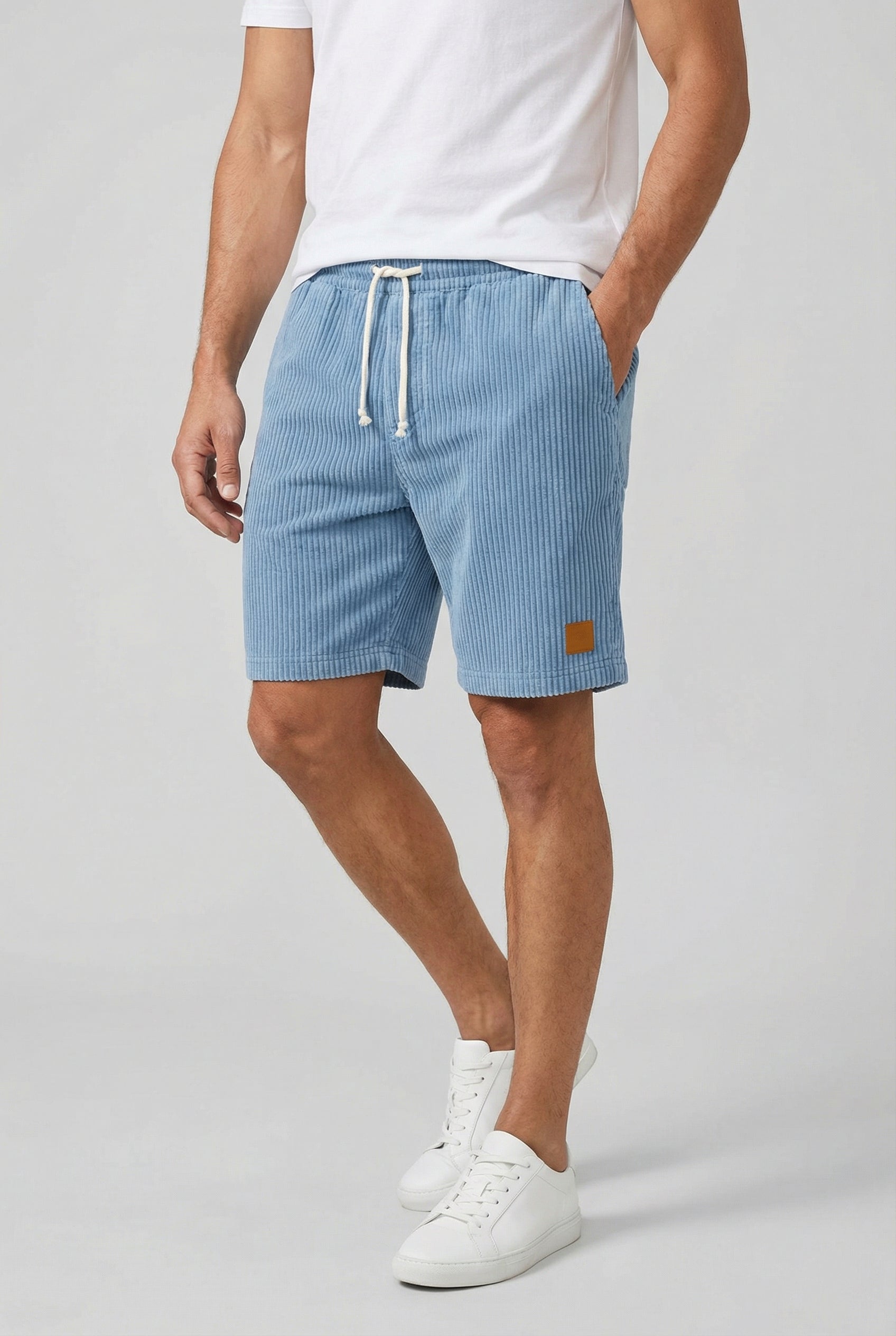 Hombre Pantalones Cortos Pana Retro Ajuste Cómodo Casual 0