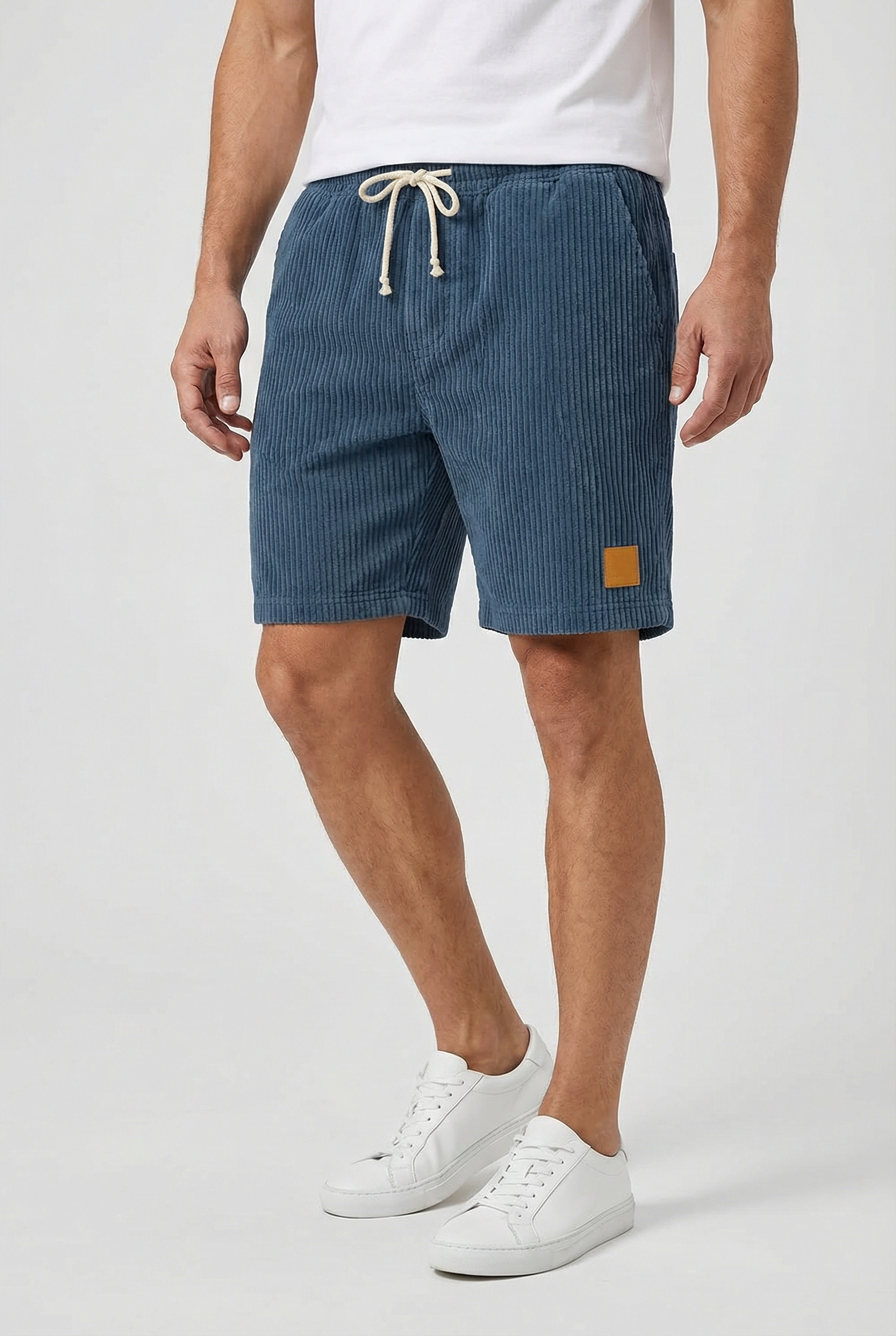 Hombre Pantalones Cortos Pana Retro Ajuste Cómodo Casual 5