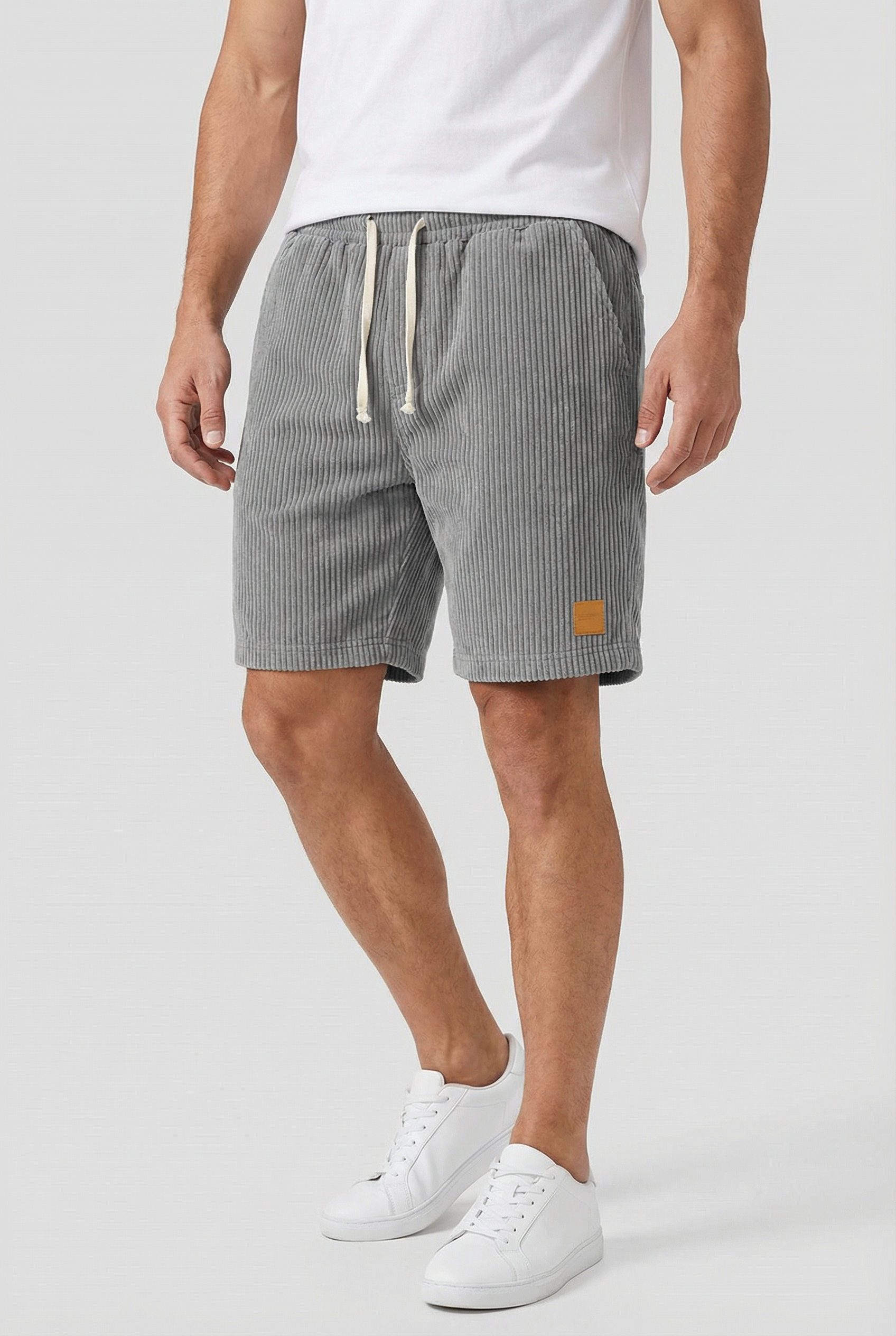 Hombre Pantalones Cortos Pana Retro Ajuste Cómodo Casual 8