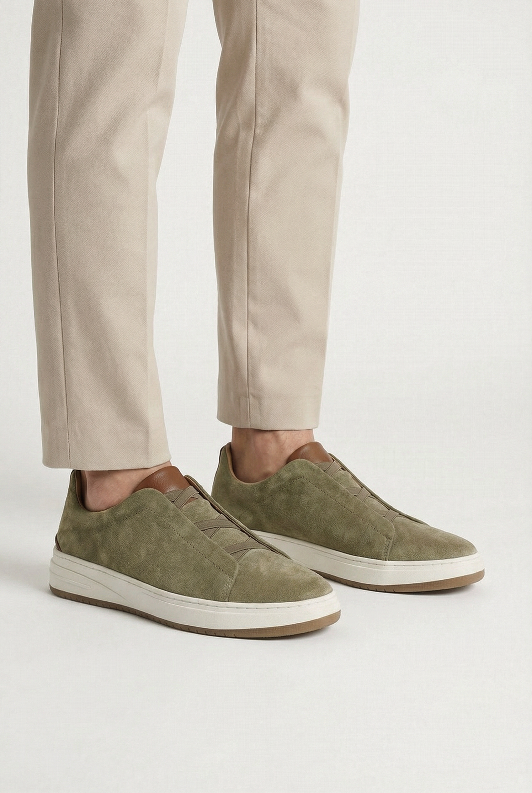 Hombre Zapatillas Deportivas Cuero De Vaca Slip-On Con Plantilla Acolchada 1