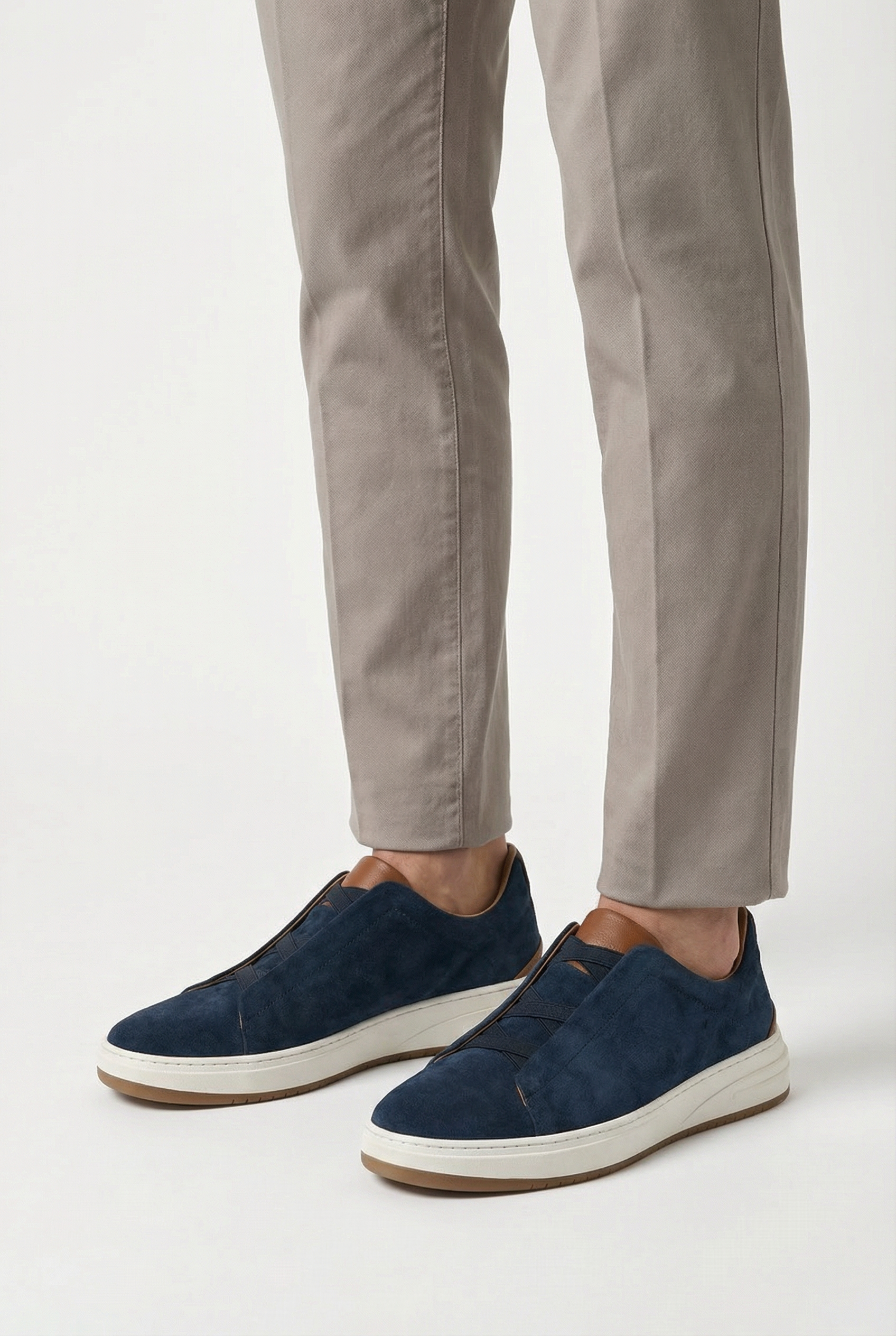 Hombre Zapatillas Deportivas Cuero De Vaca Slip-On Con Plantilla Acolchada 5