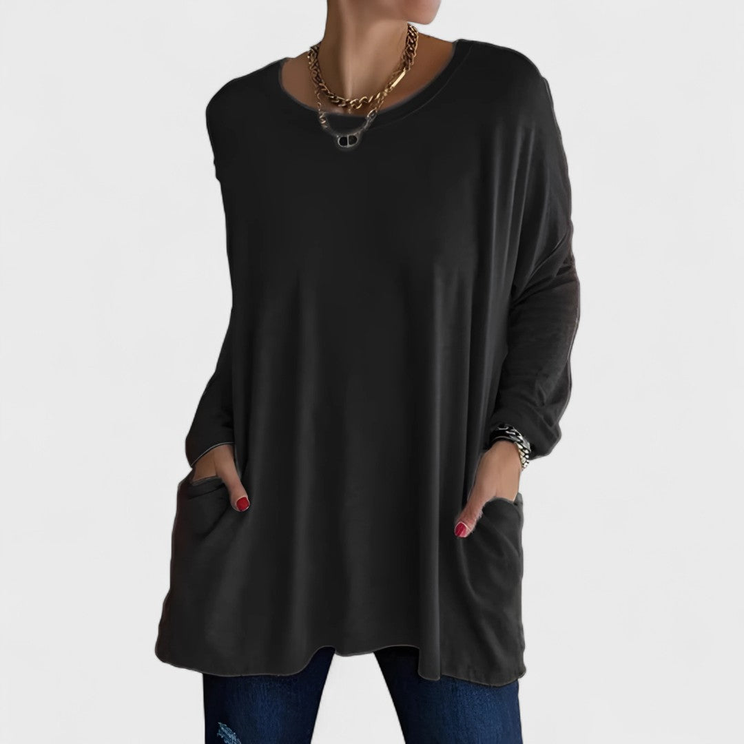 Mujer Blusa Casual de Tela Suave con Mangas Largas y Ajuste Relajado 0