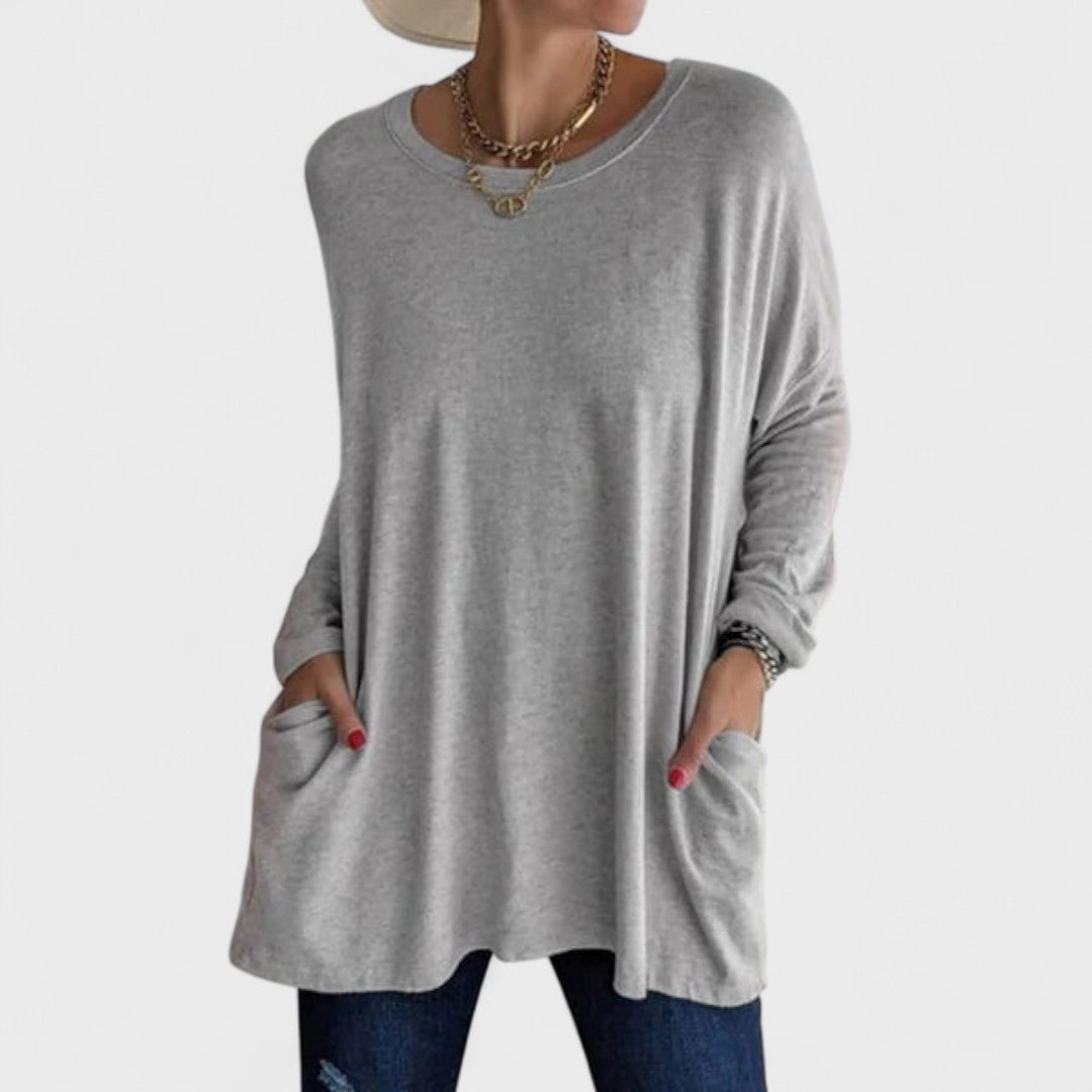 Mujer Blusa Casual de Tela Suave con Mangas Largas y Ajuste Relajado 1