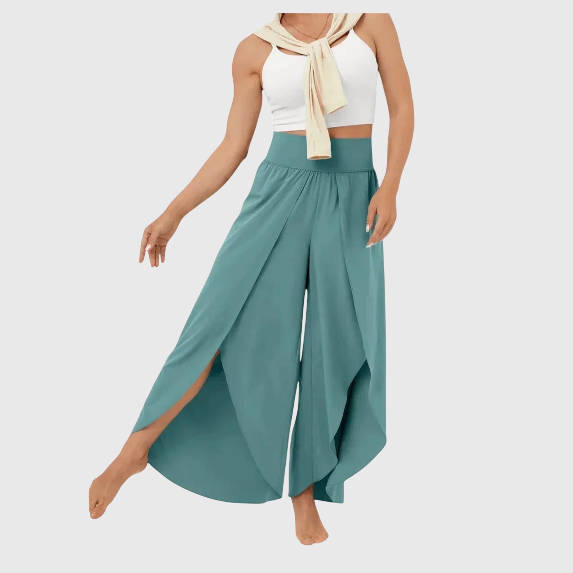 Mujer Pantalones Acampanados Tejido Ligero con Shorts Integrados Verano 1