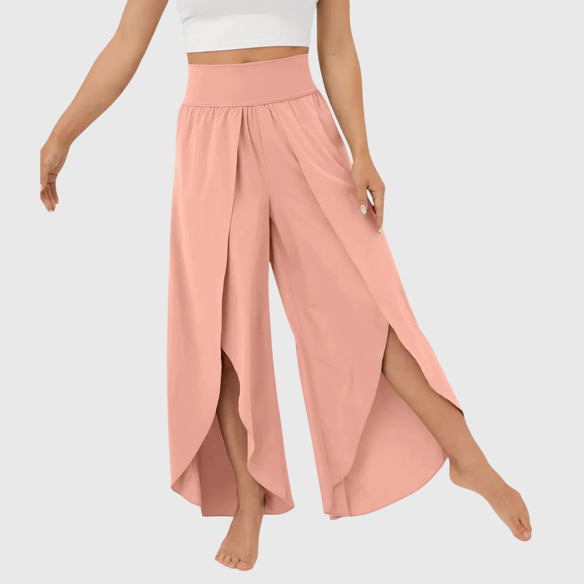 Mujer Pantalones Acampanados Tejido Ligero con Shorts Integrados Verano 8