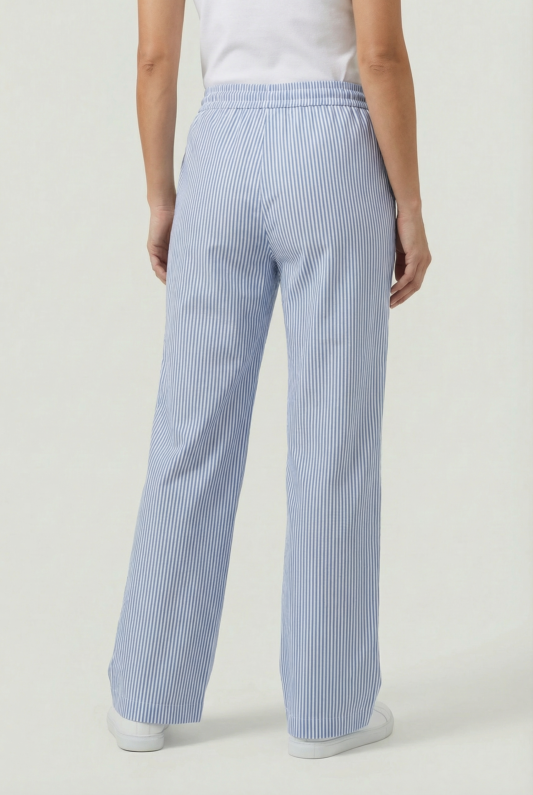 Mujer Pantalones Casual Mezcla de Tela Ajuste Relajado con Cintura Ajustable 3