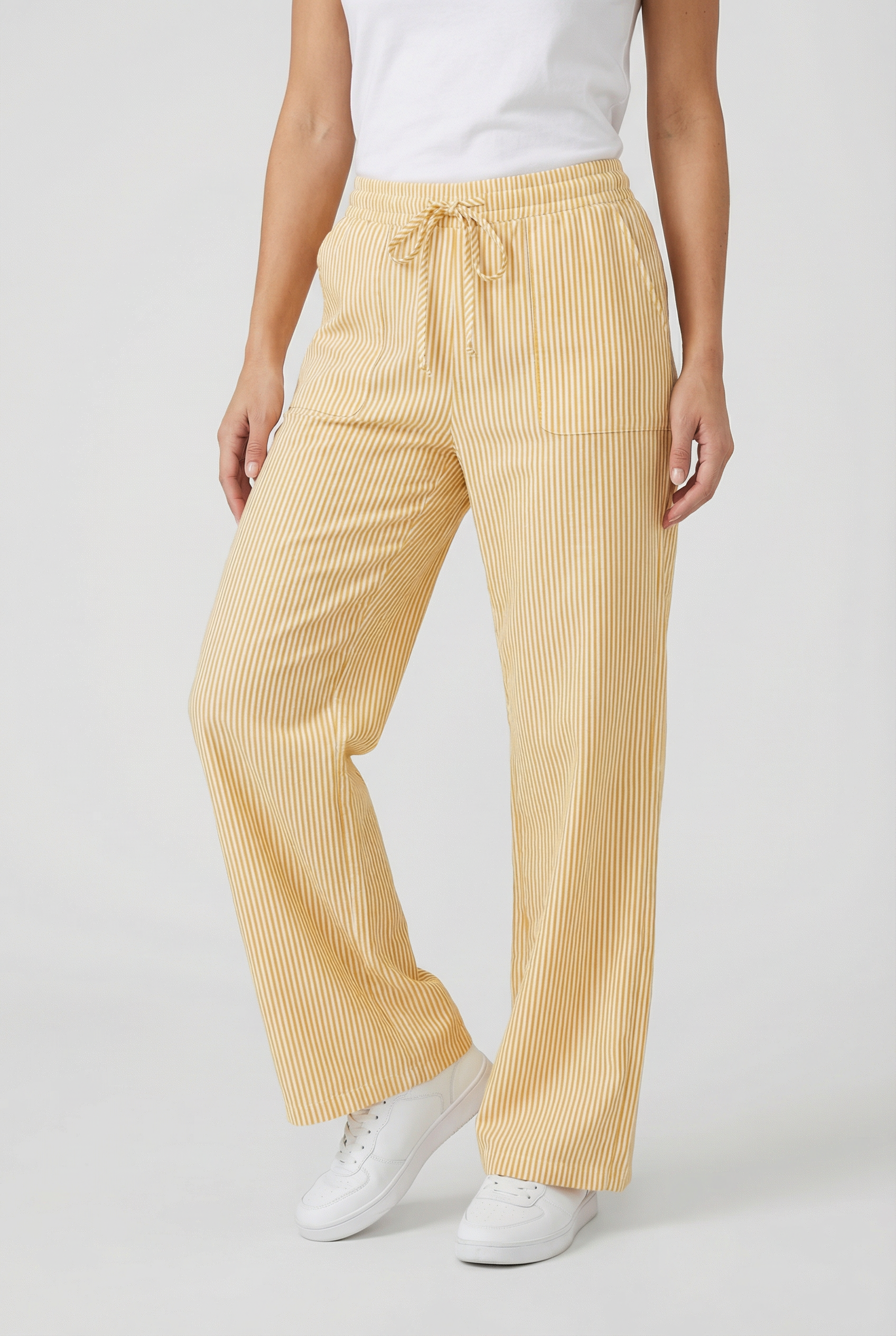 Mujer Pantalones Casual Mezcla de Tela Ajuste Relajado con Cintura Ajustable 6