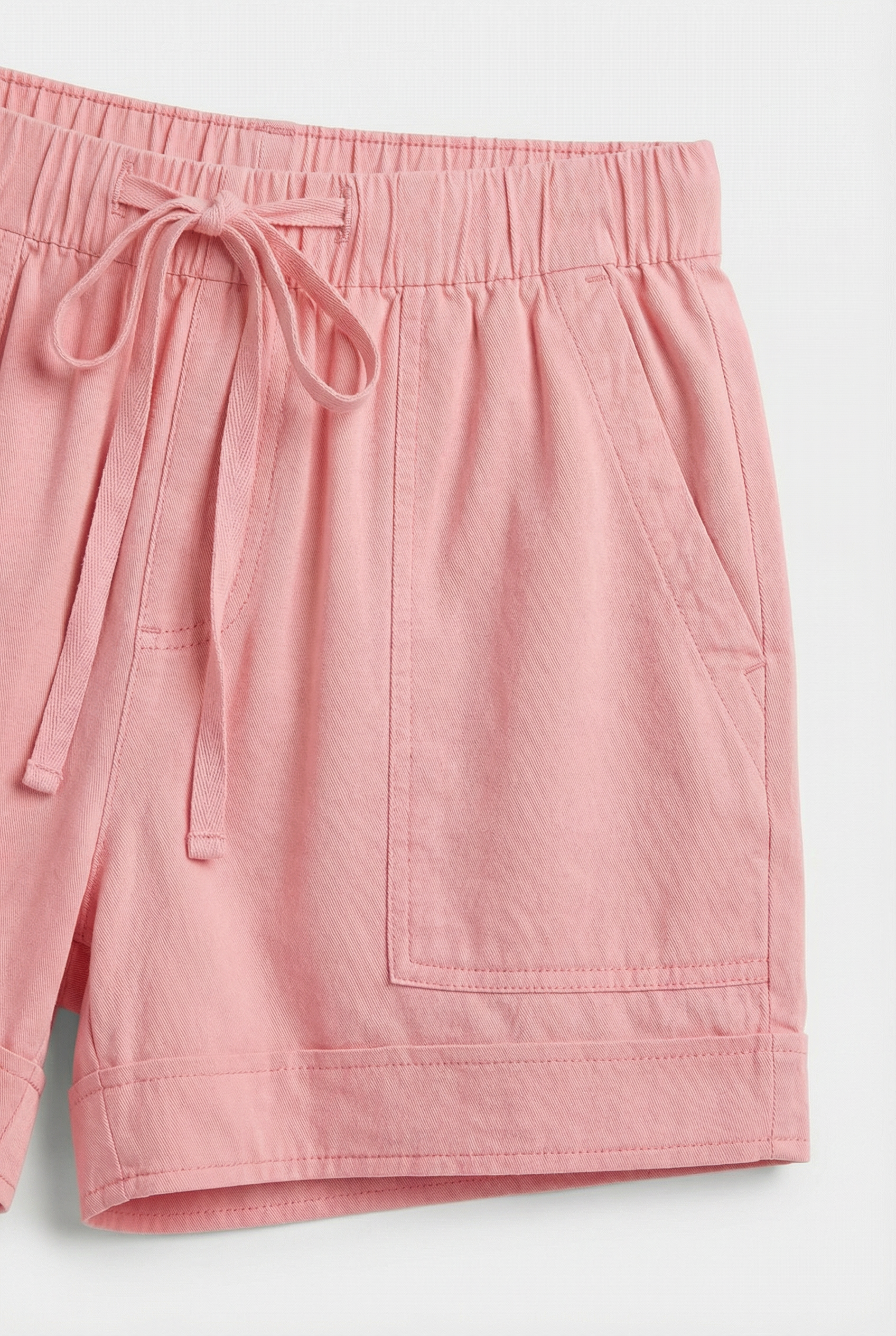 Mujer Pantalones Cortos Poliéster con Cintura Anudada y Bolsillos 2