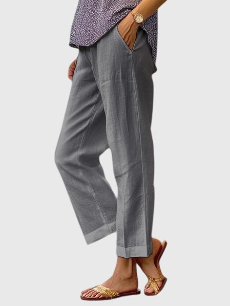 Mujer Pantalones Entallados Corte Recto con Bolsillo Frontal 3