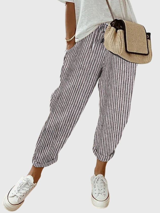 Mujer Pantalones Ligera Tela Alta Cintura Ajuste Relajado 4