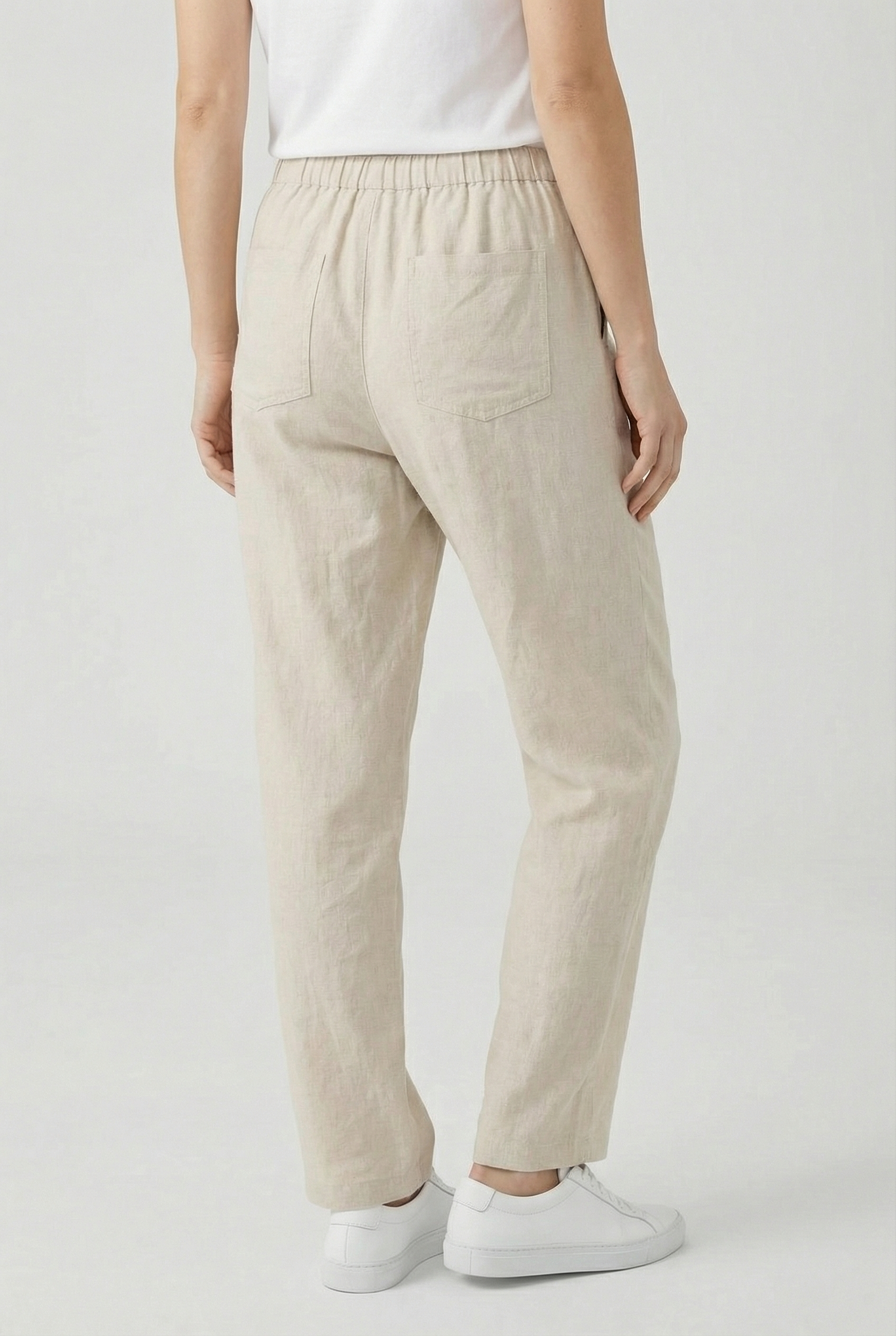 Mujer Pantalones Lino Casual Verano Ajustables 3