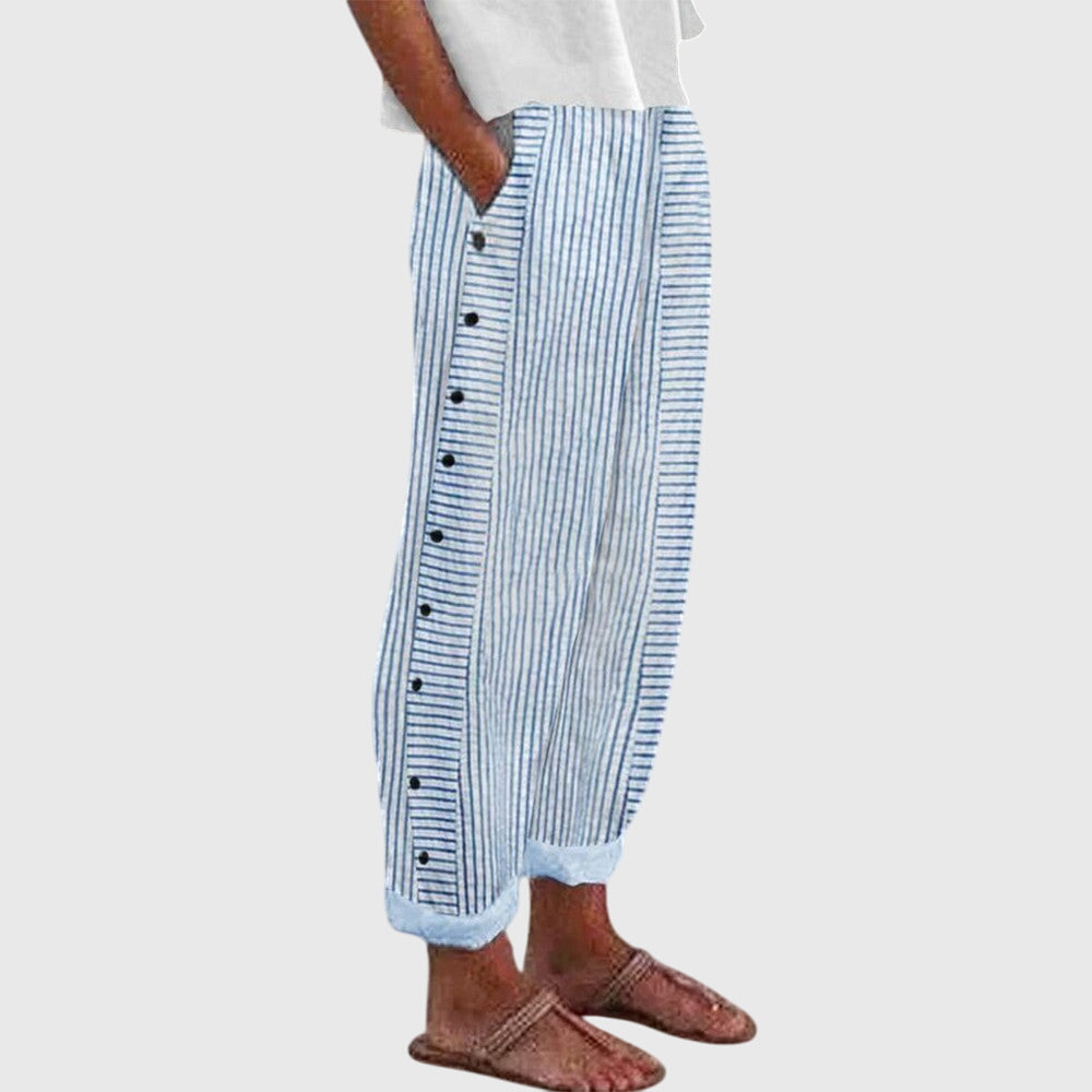 Mujer Pantalones de Pierna Ancha Algodón Cintura Elástica Casual Elegante 0