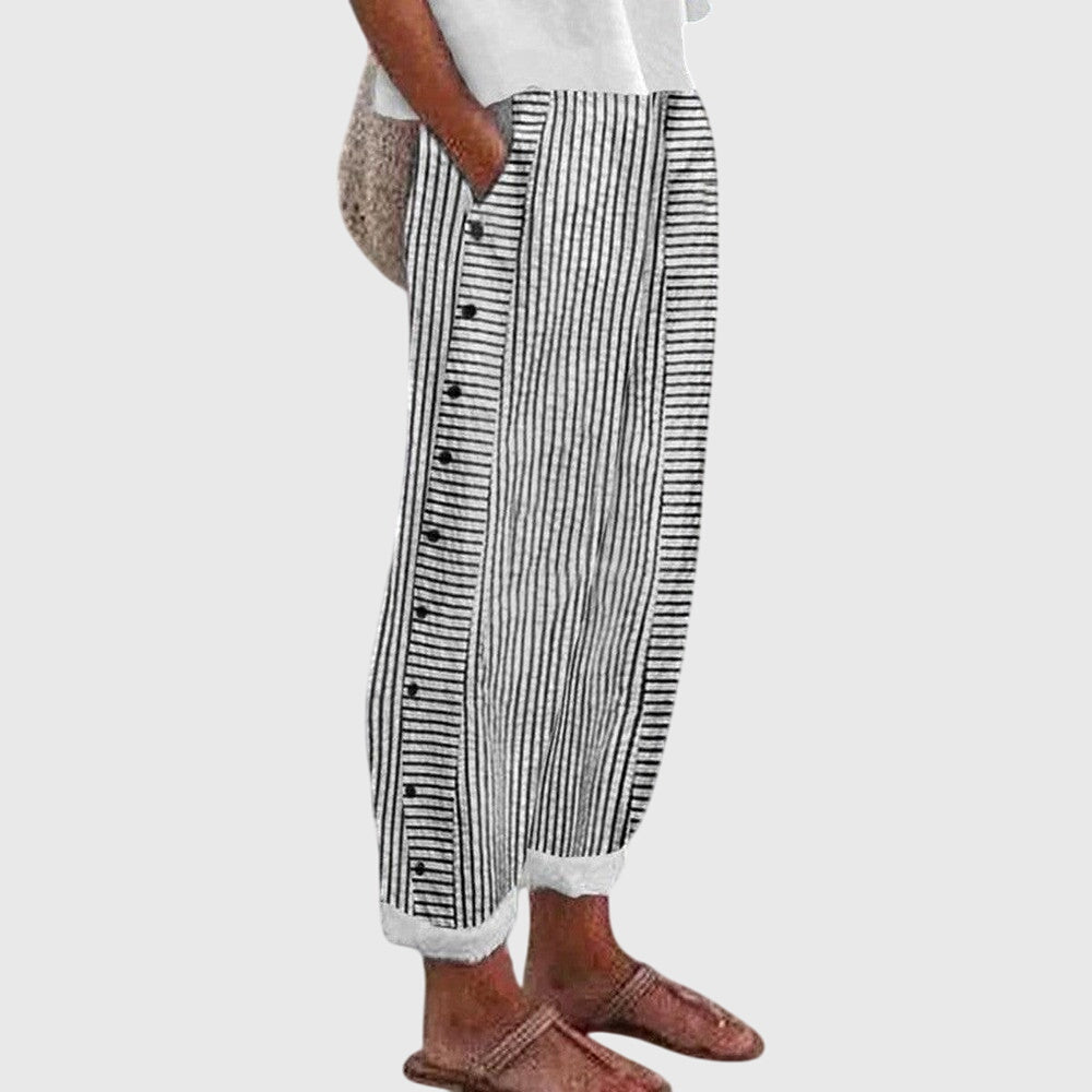 Mujer Pantalones de Pierna Ancha Algodón Cintura Elástica Casual Elegante 1