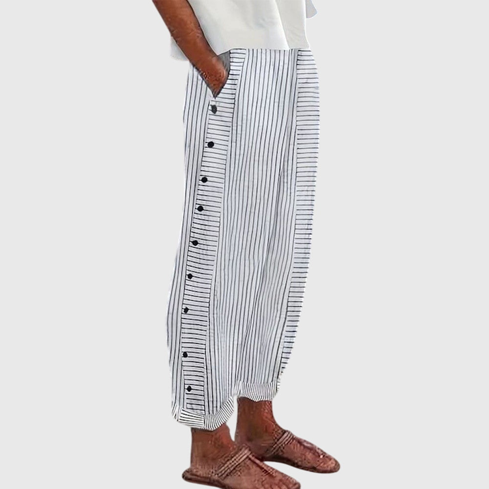 Mujer Pantalones de Pierna Ancha Algodón Cintura Elástica Casual Elegante 2