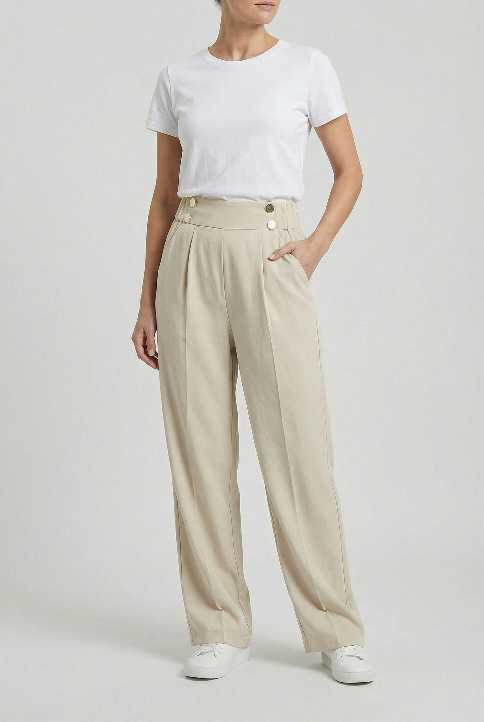 Mujer Pantalones de Pierna Ancha Algodón Poliéster Diseño Recto 1
