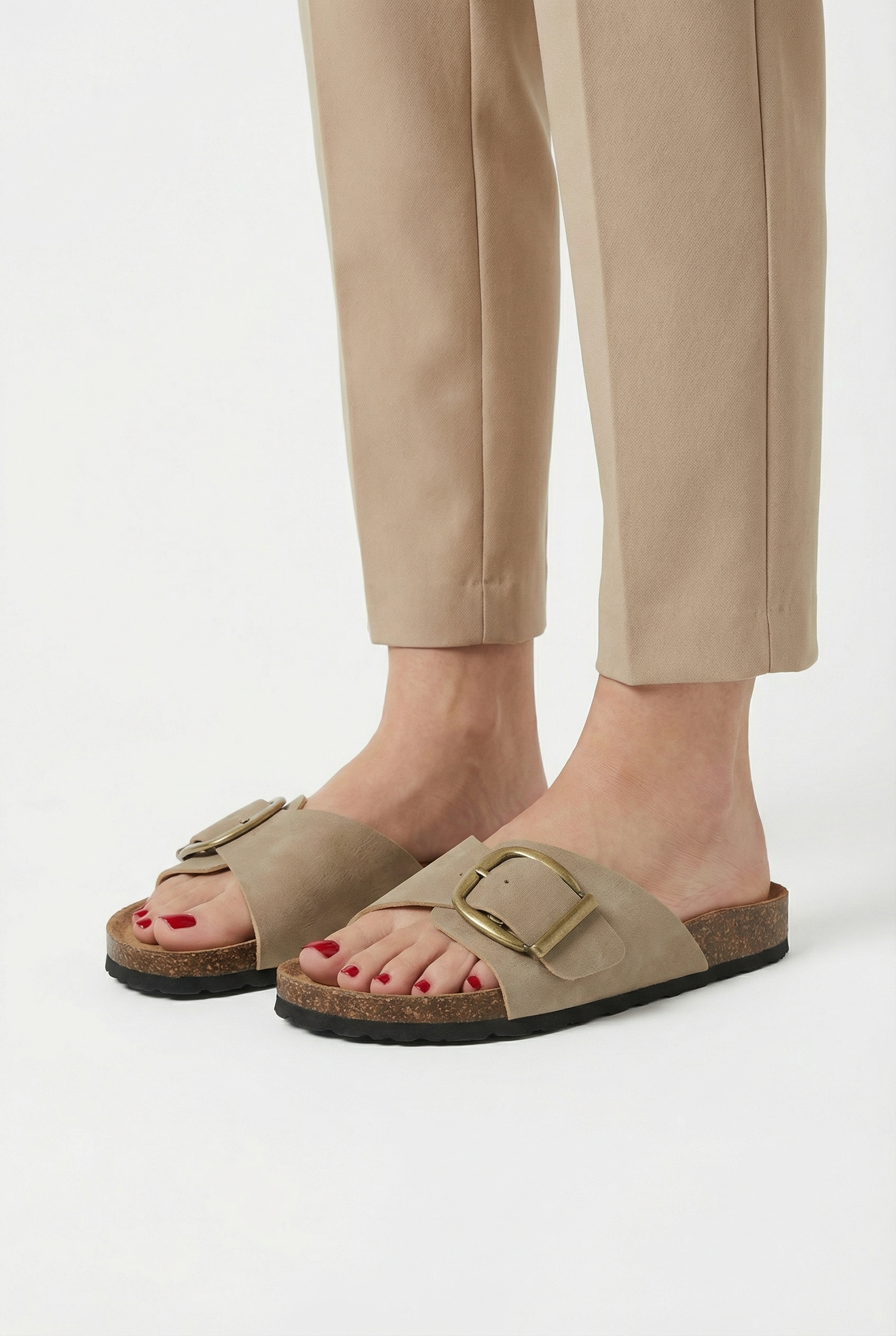 Mujer Pantuflas Corcho Diseño Punta Abierta Correa Ajustable 5