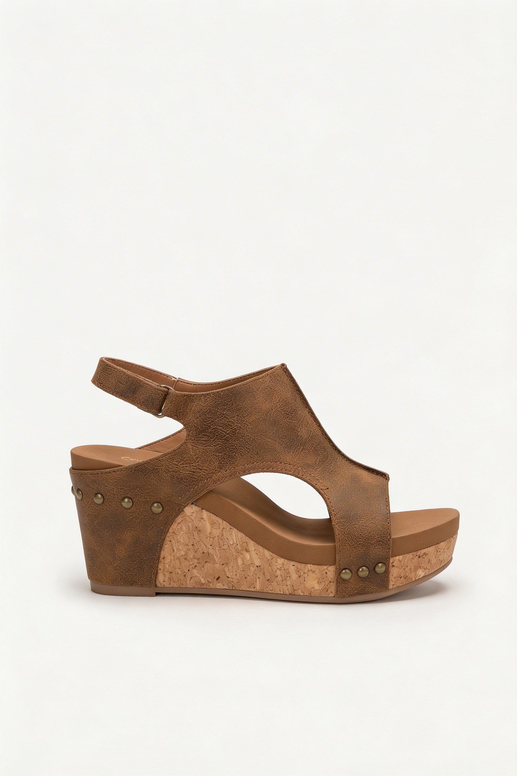 Mujer Sandalias Cuña Corcho Cuero Vegano Suela Acolchada 1