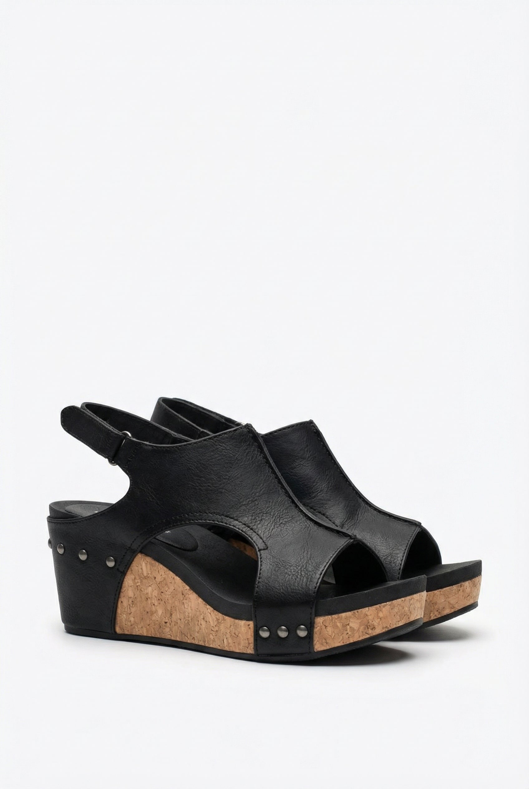 Mujer Sandalias Cuña Corcho Cuero Vegano Suela Acolchada 6