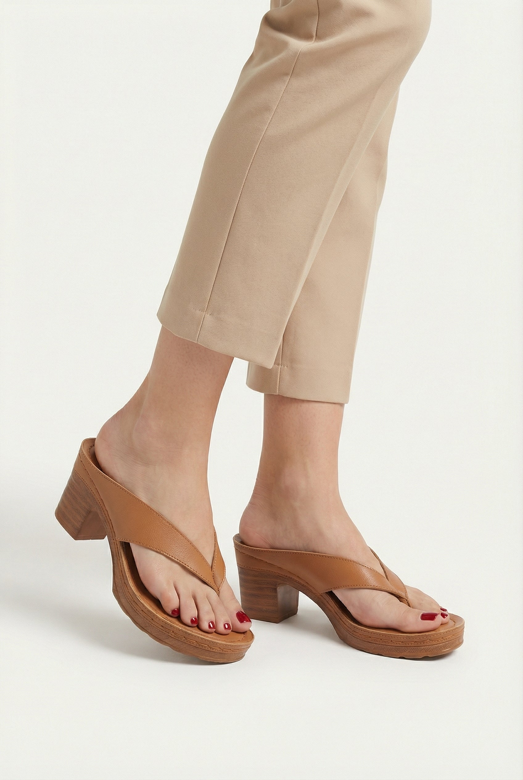 Mujer Sandalias Piel Vegana Plantilla Acolchada Tacón Bajo 5