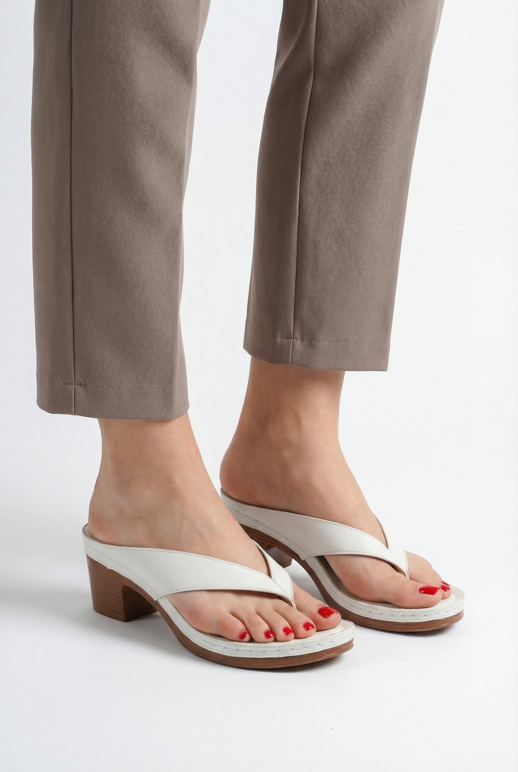 Mujer Sandalias Piel Vegana Plantilla Acolchada Tacón Bajo 7