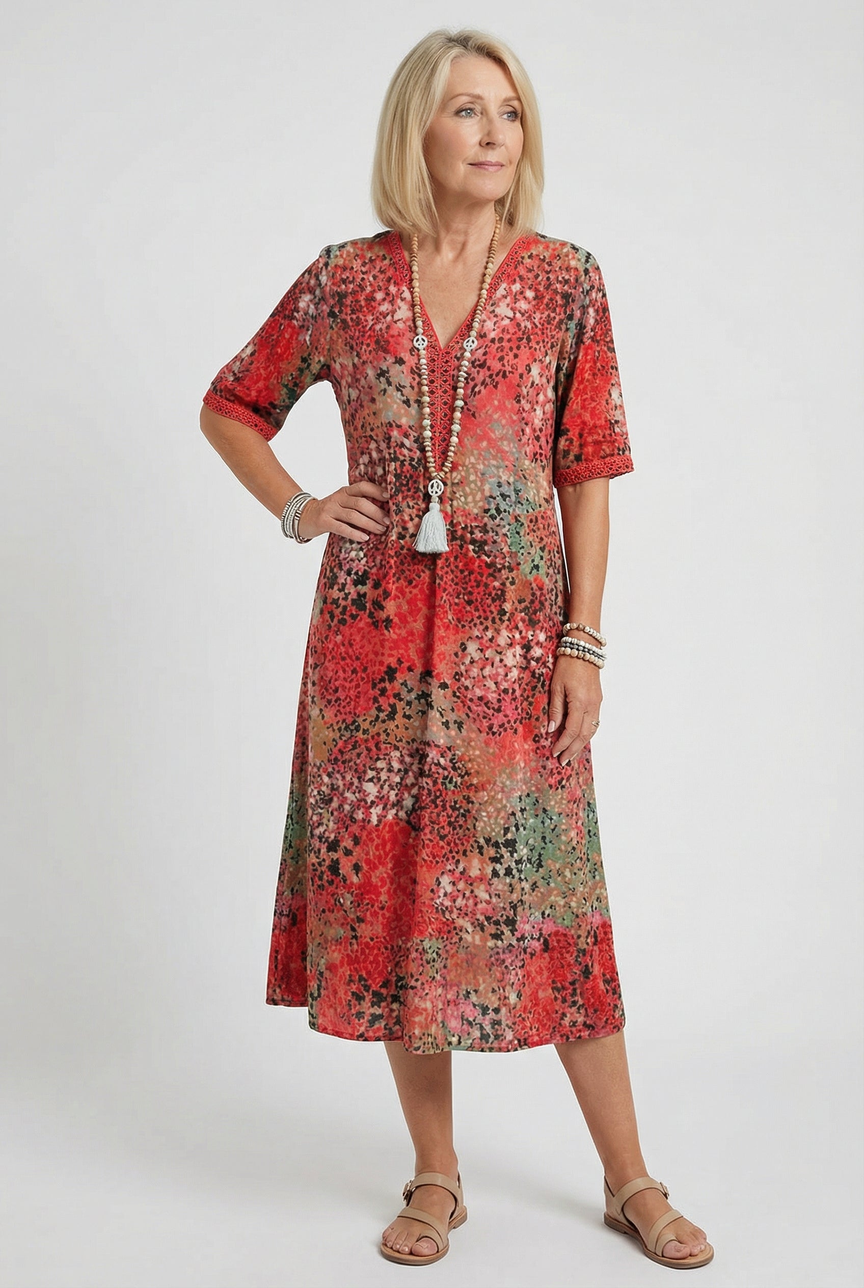 Mujer Vestido Casual Poliéster Estampado Abstracto con Bolsillos 1