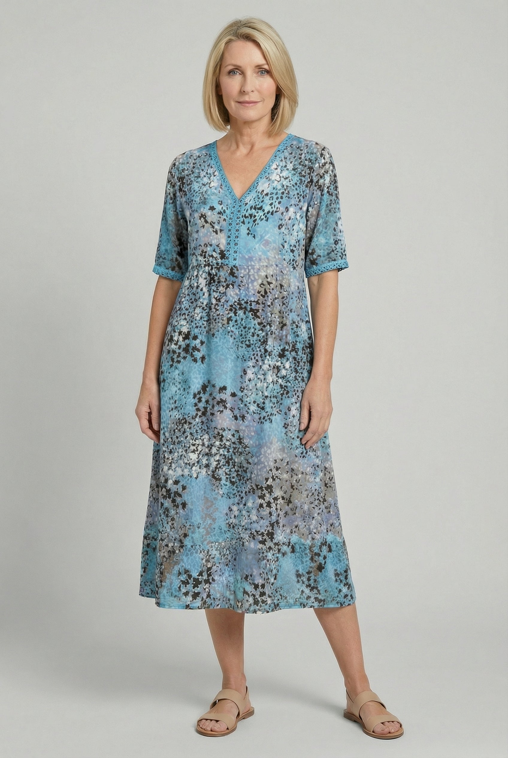 Mujer Vestido Casual Poliéster Estampado Abstracto con Bolsillos 4