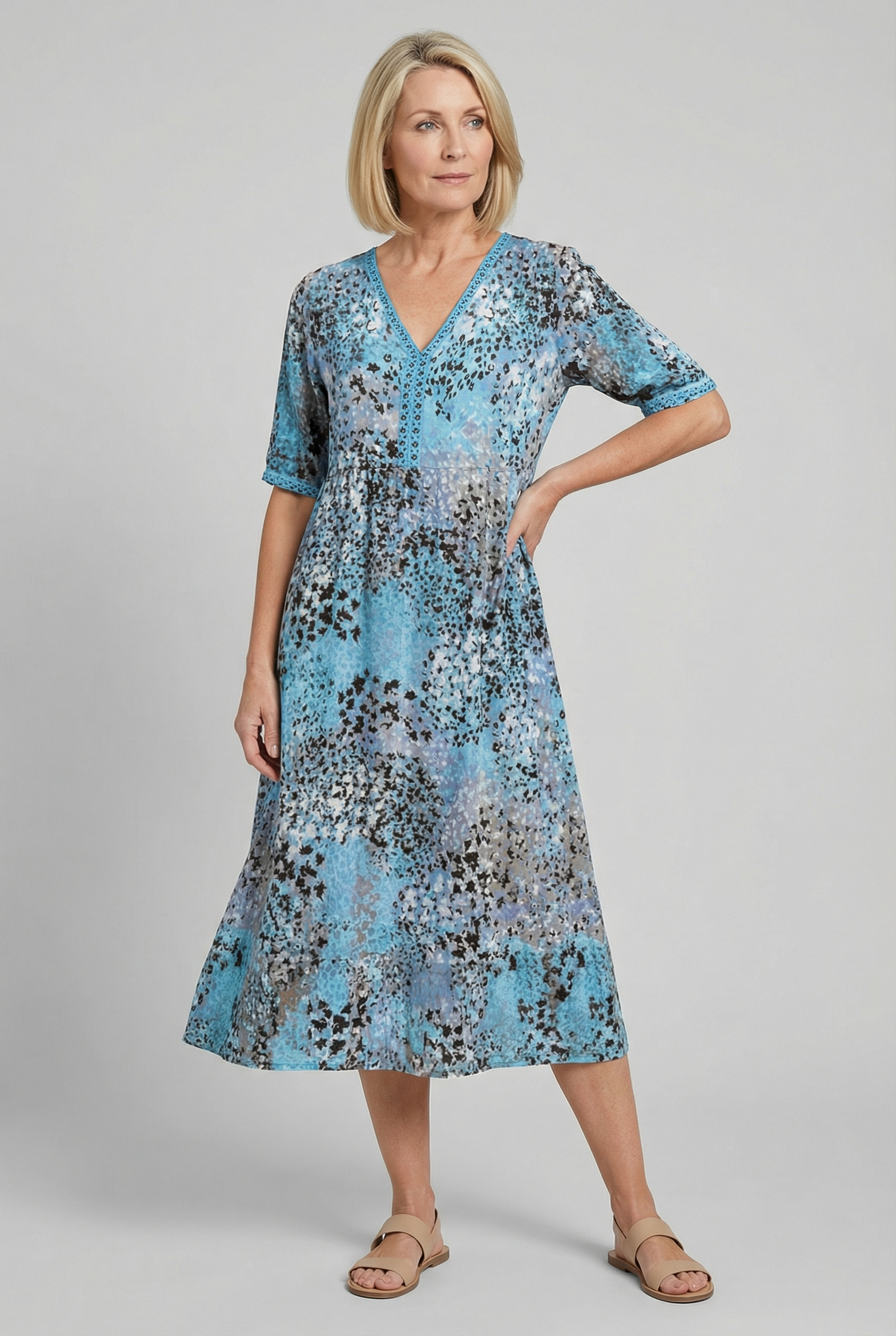 Mujer Vestido Casual Poliéster Estampado Abstracto con Bolsillos 5