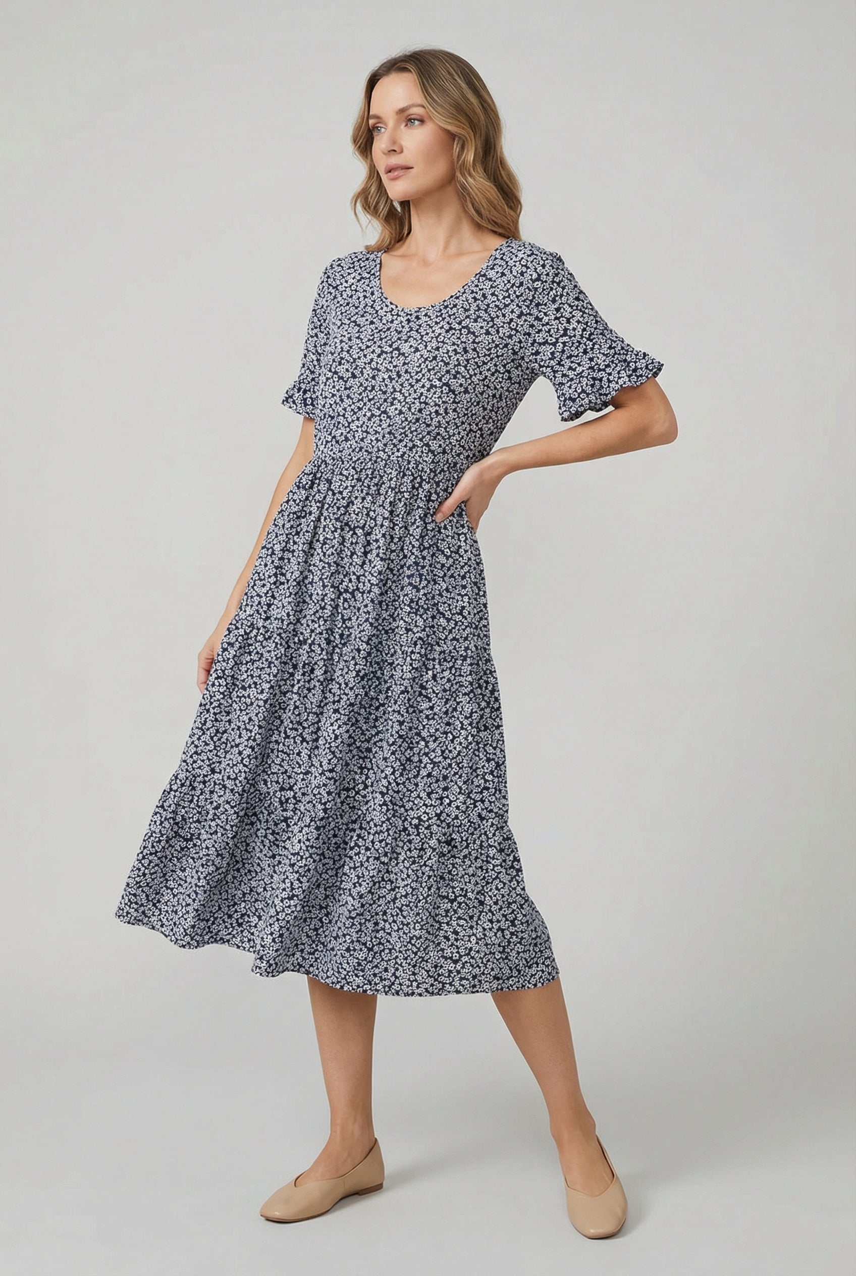 Mujer Vestido Casual Tela Suave Cuello en V Manga Corta 1