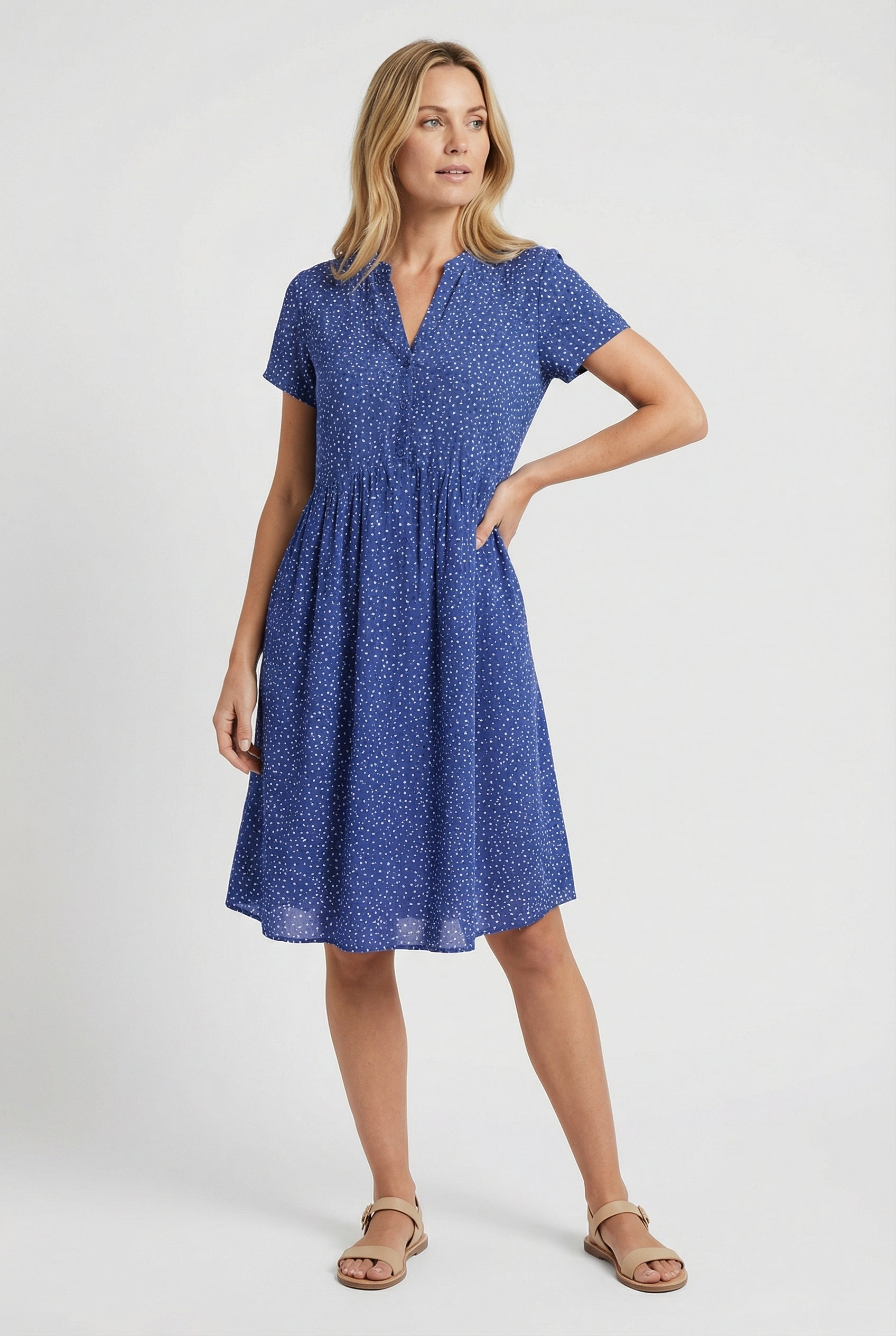 Mujer Vestido De Verano Tejido Aireado Manga Corta Corte Holgado 1