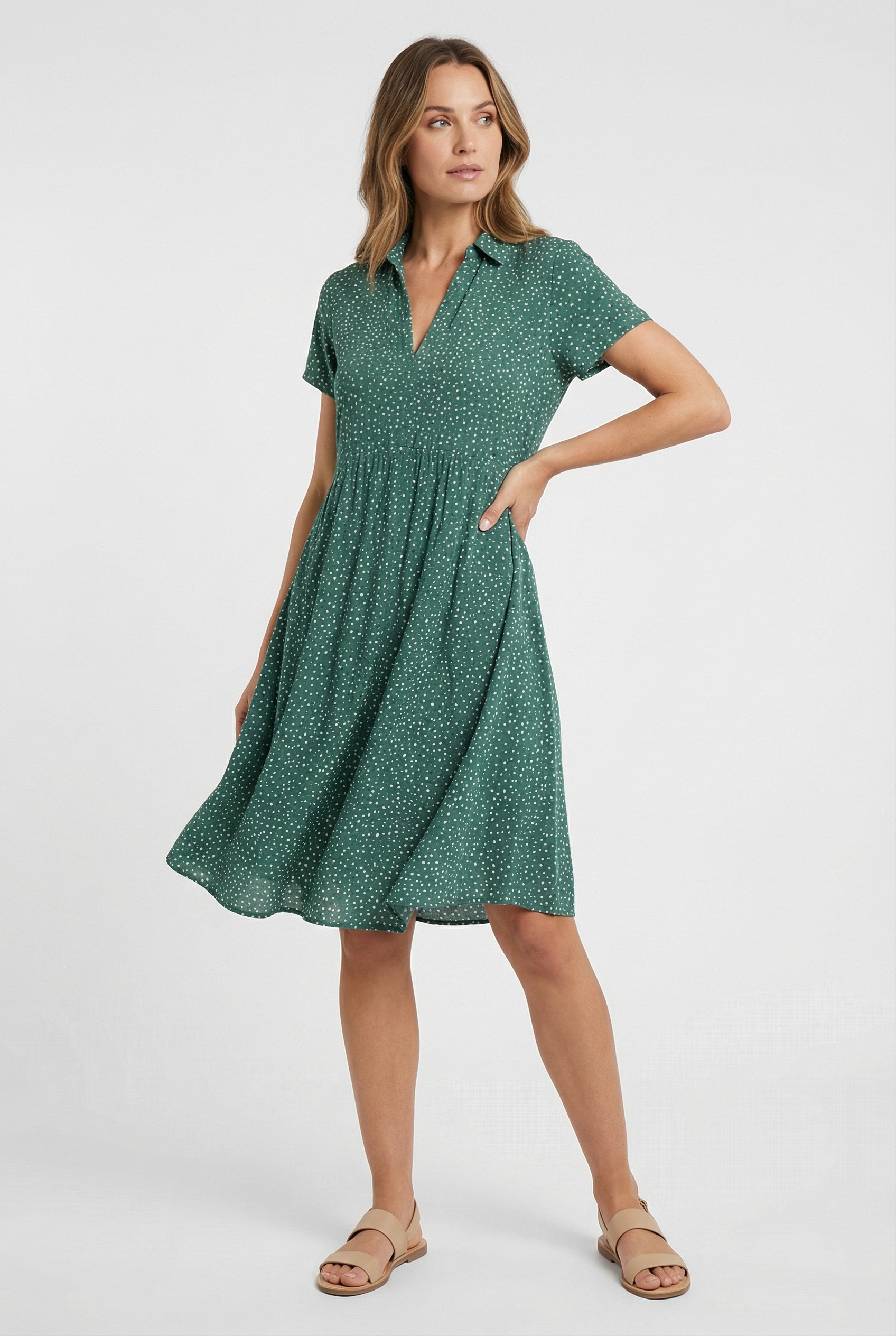 Mujer Vestido De Verano Tejido Aireado Manga Corta Corte Holgado 4