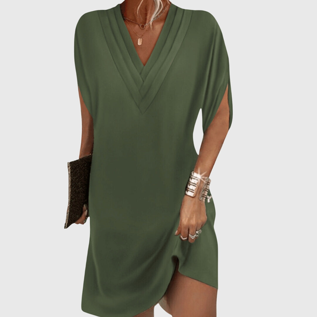Mujer Vestido Elegante Poliéster Con Escote en V Diseño Fluido Ideal Para Fiesta 0