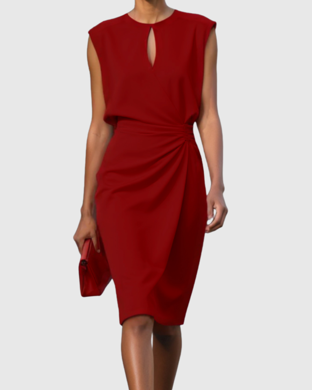 Mujer Vestido Elegante de Tejido Suave con Corte a la Rodilla y Escote en Forma de Cerradura 7