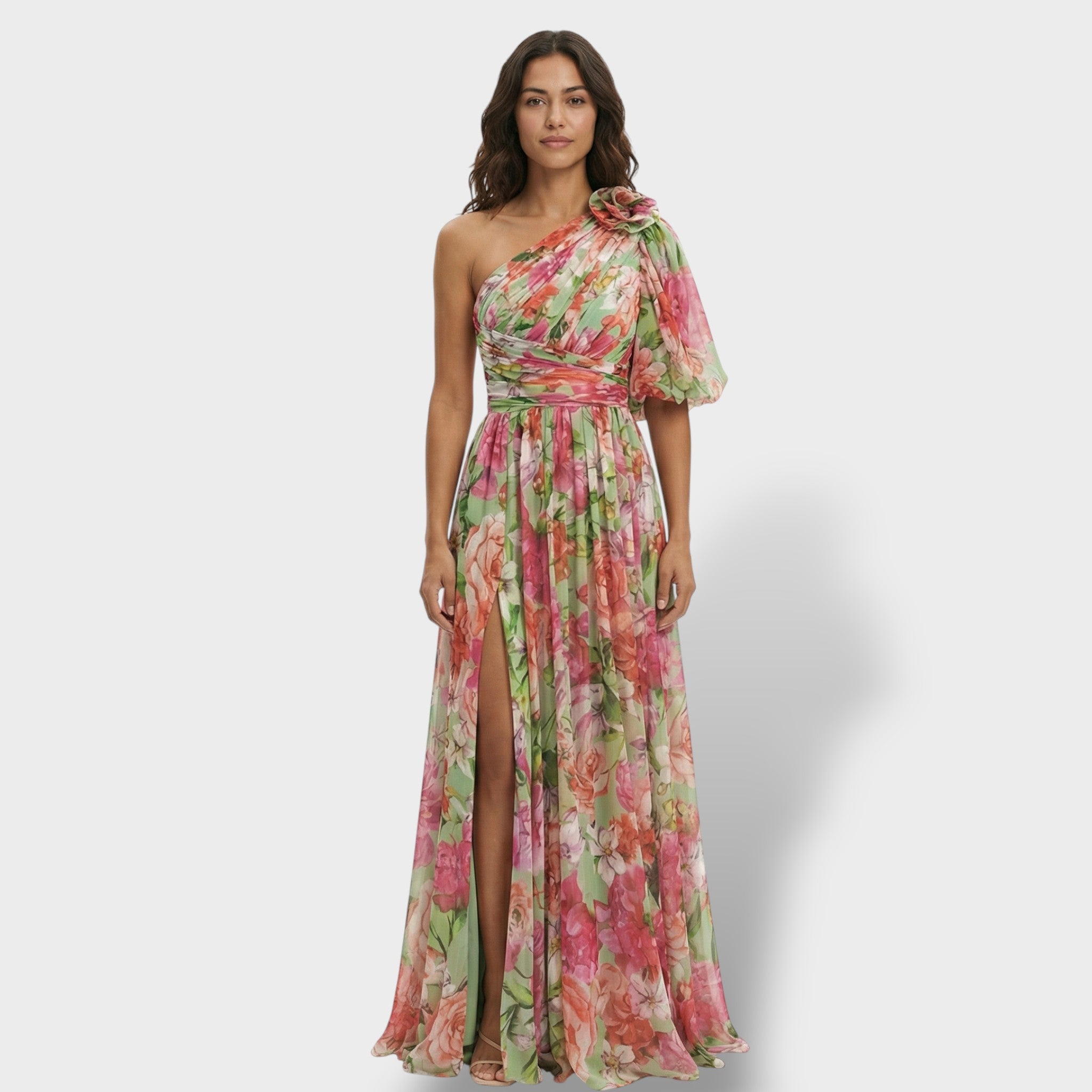 Mujer Vestido Floral Asimétrico de Tela Fluida para Eventos de Verano Elegante 5