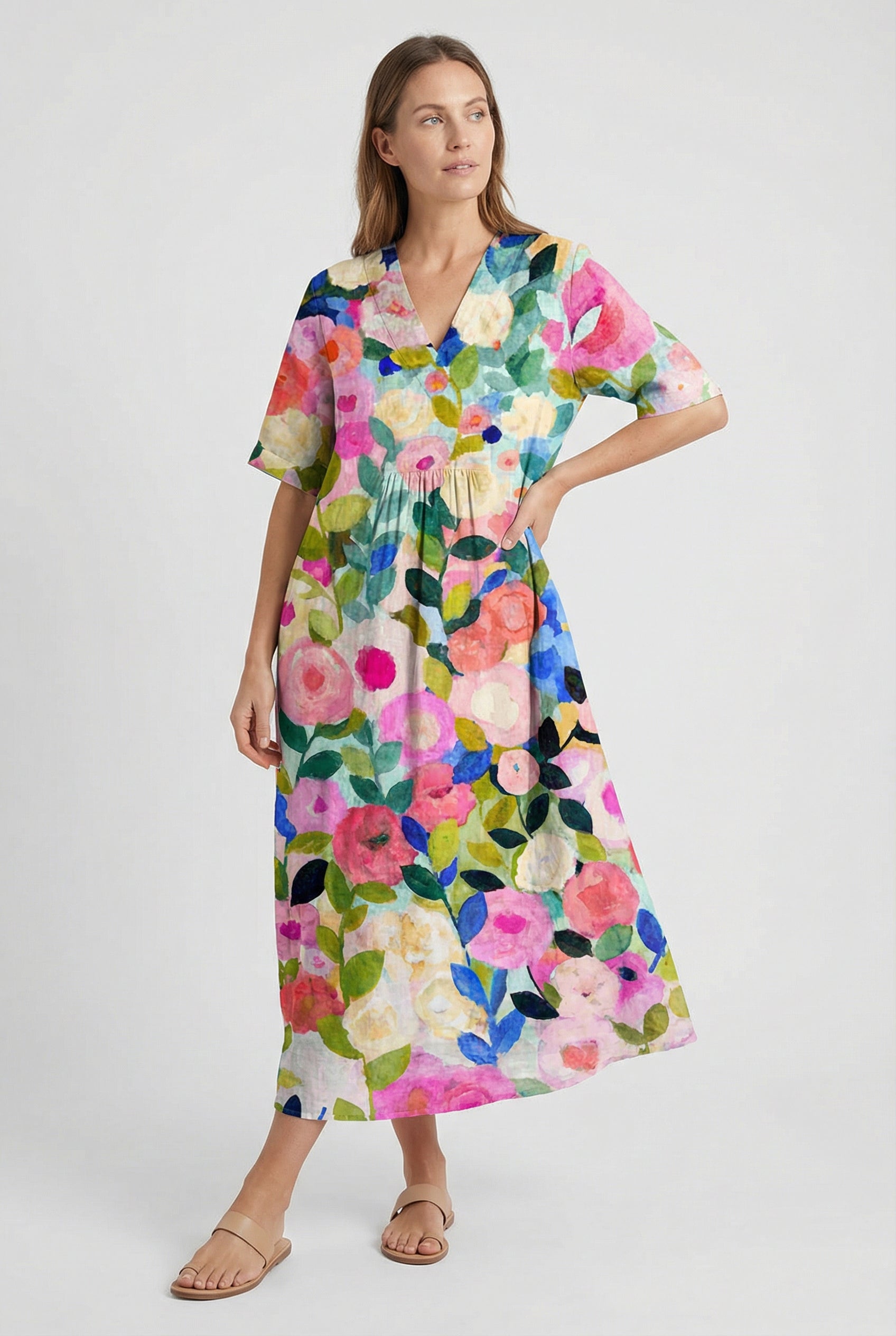 Mujer Vestido Floral Ligero Transpirable Casual Ocasiones Especiales 1