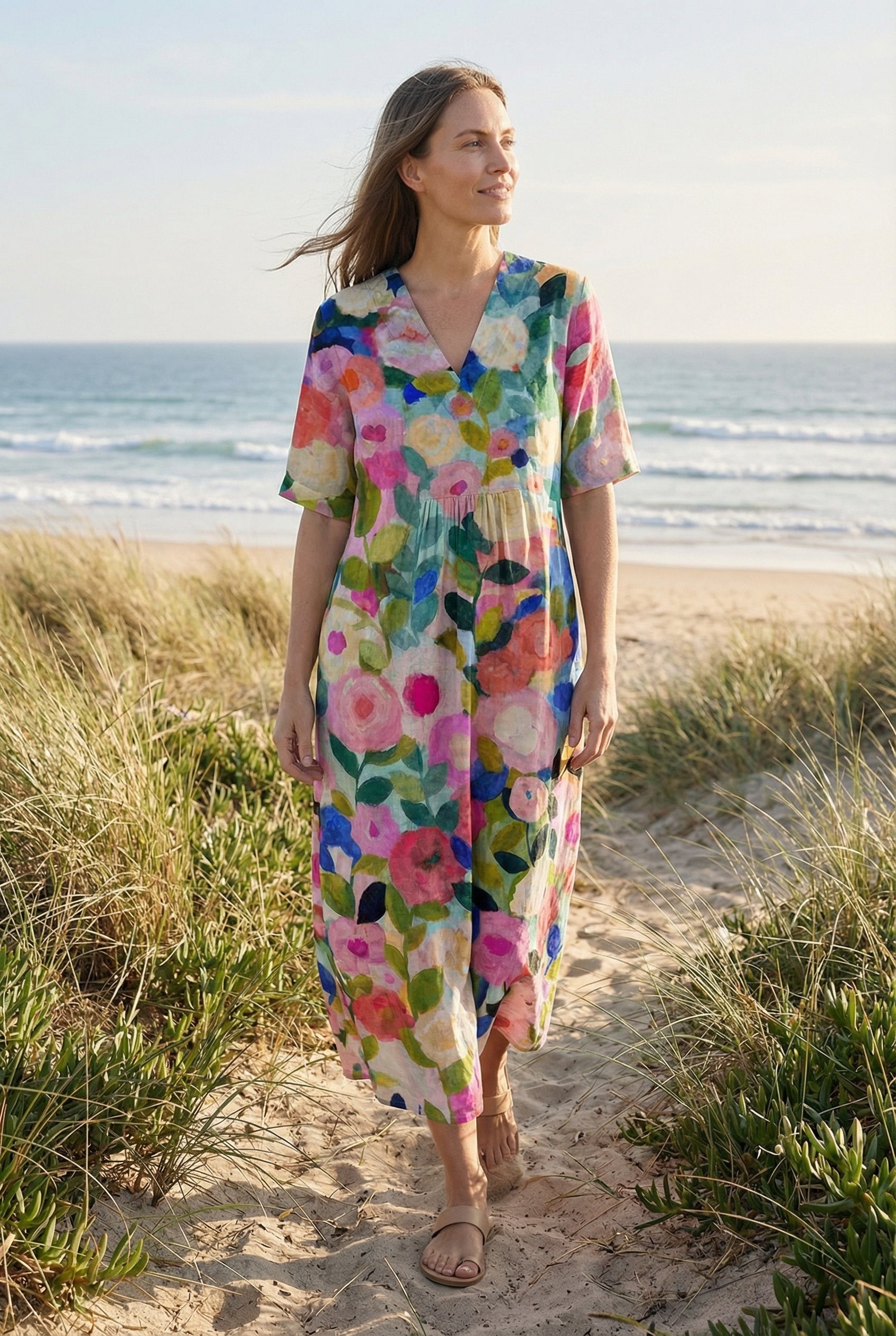 Mujer Vestido Floral Ligero Transpirable Casual Ocasiones Especiales 3