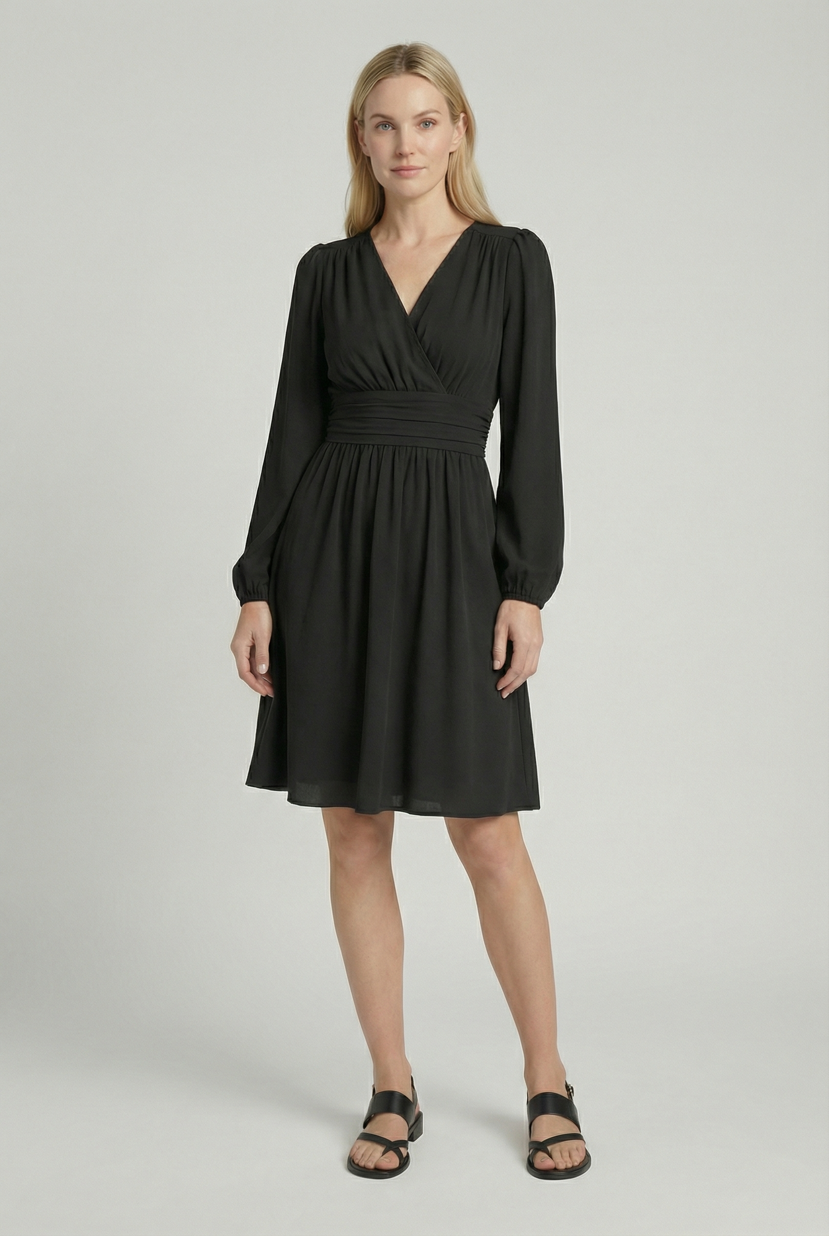 Mujer Vestido Midi Poliéster Escote en V Plisado para Invitada Elegante 5