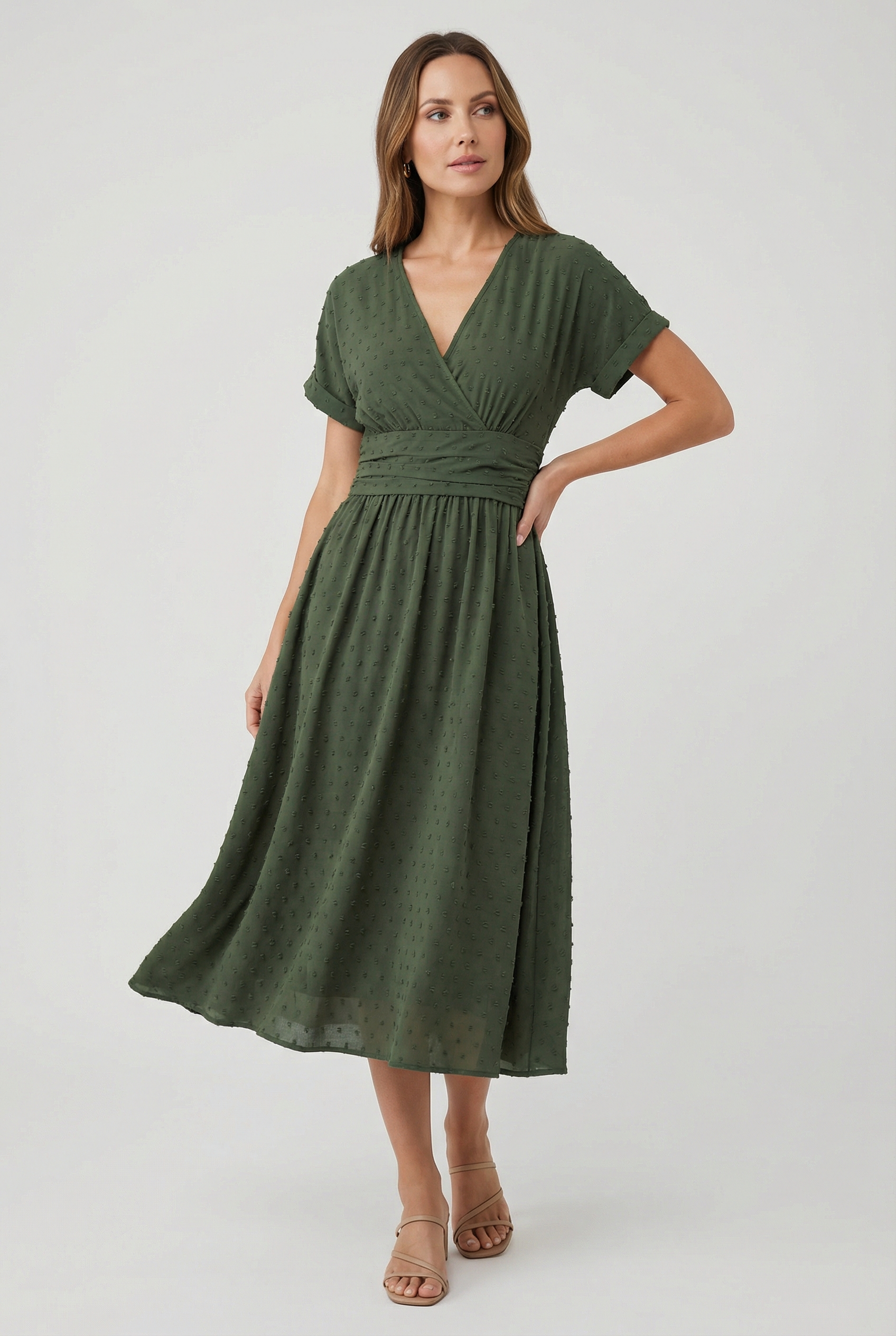 Mujer Vestido Midi Poliéster Sin Mangas Cuello en V Casual 1