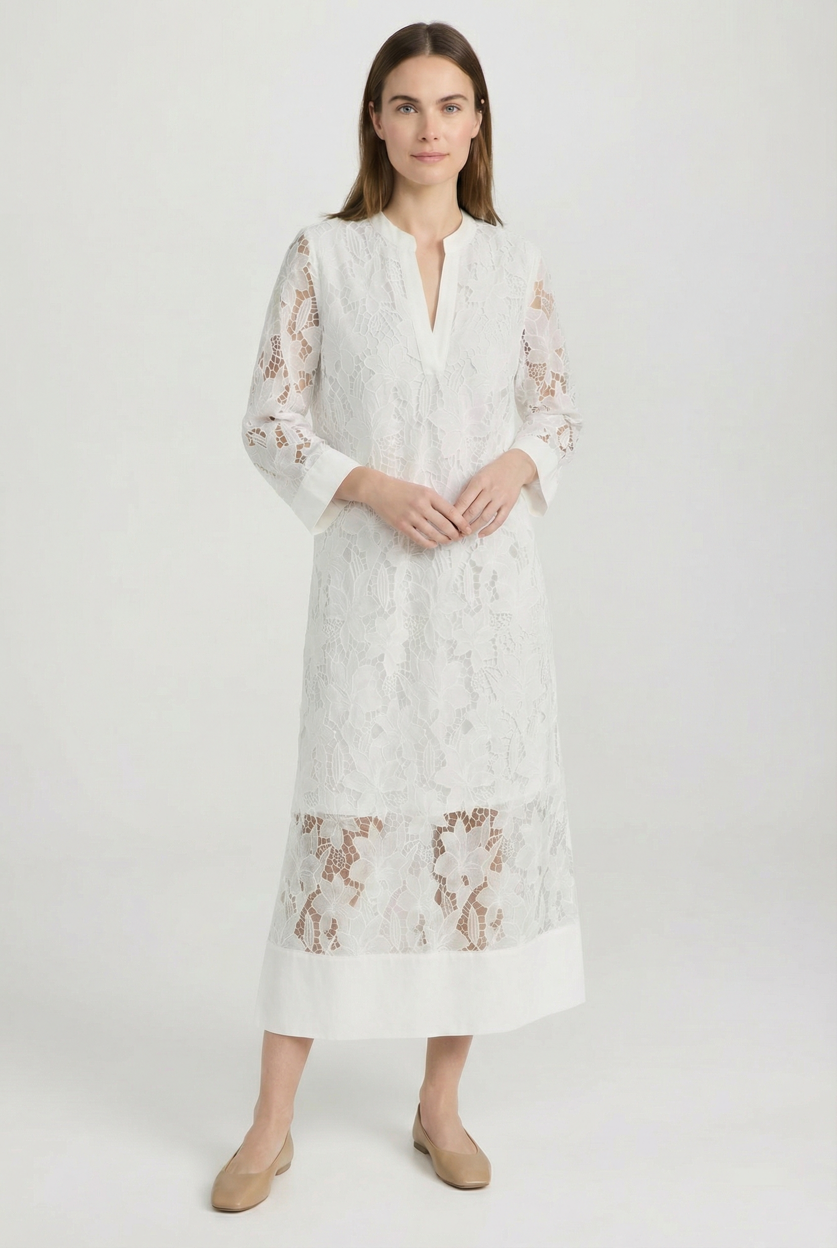 Mujer Vestido de Encaje Algodón Elegante con Capas 0