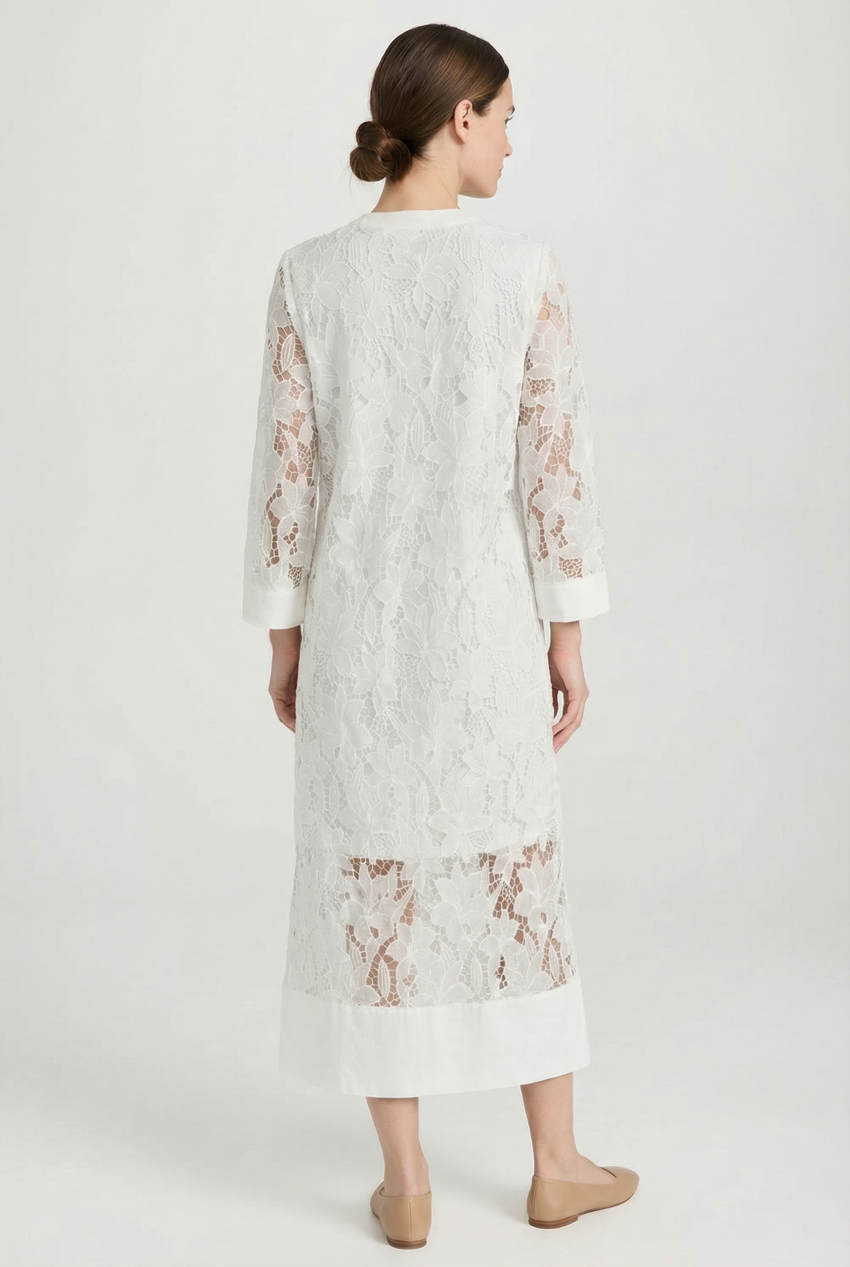 Mujer Vestido de Encaje Algodón Elegante con Capas 2