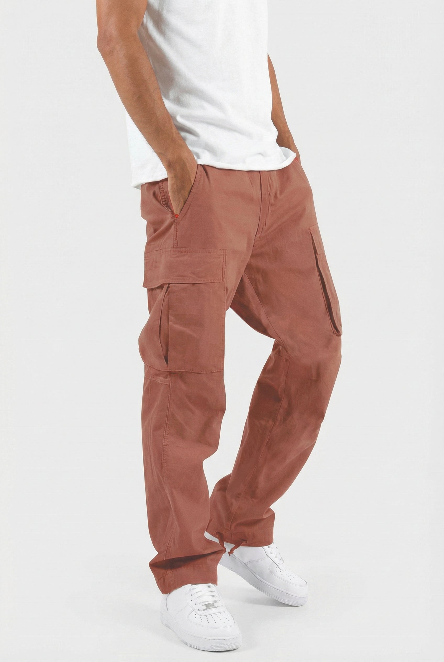 Pantalones Cargo Hombre Algodón Ajuste Relajado Con Múltiples Bolsillos Utilitarios 6