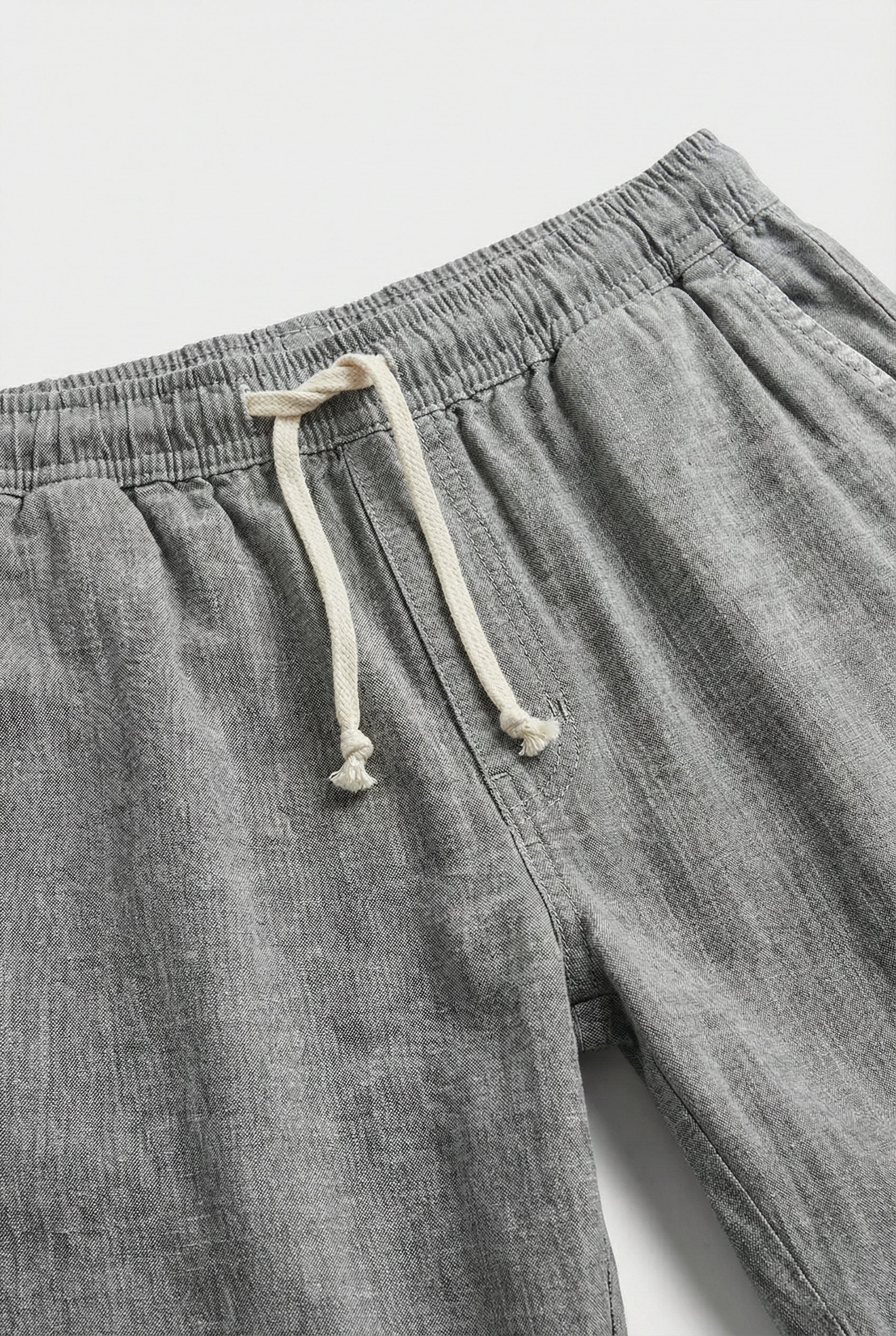 Pantalones Cortos Hombre Lino Ligero Cintura Elástica Diseño Sólido 2